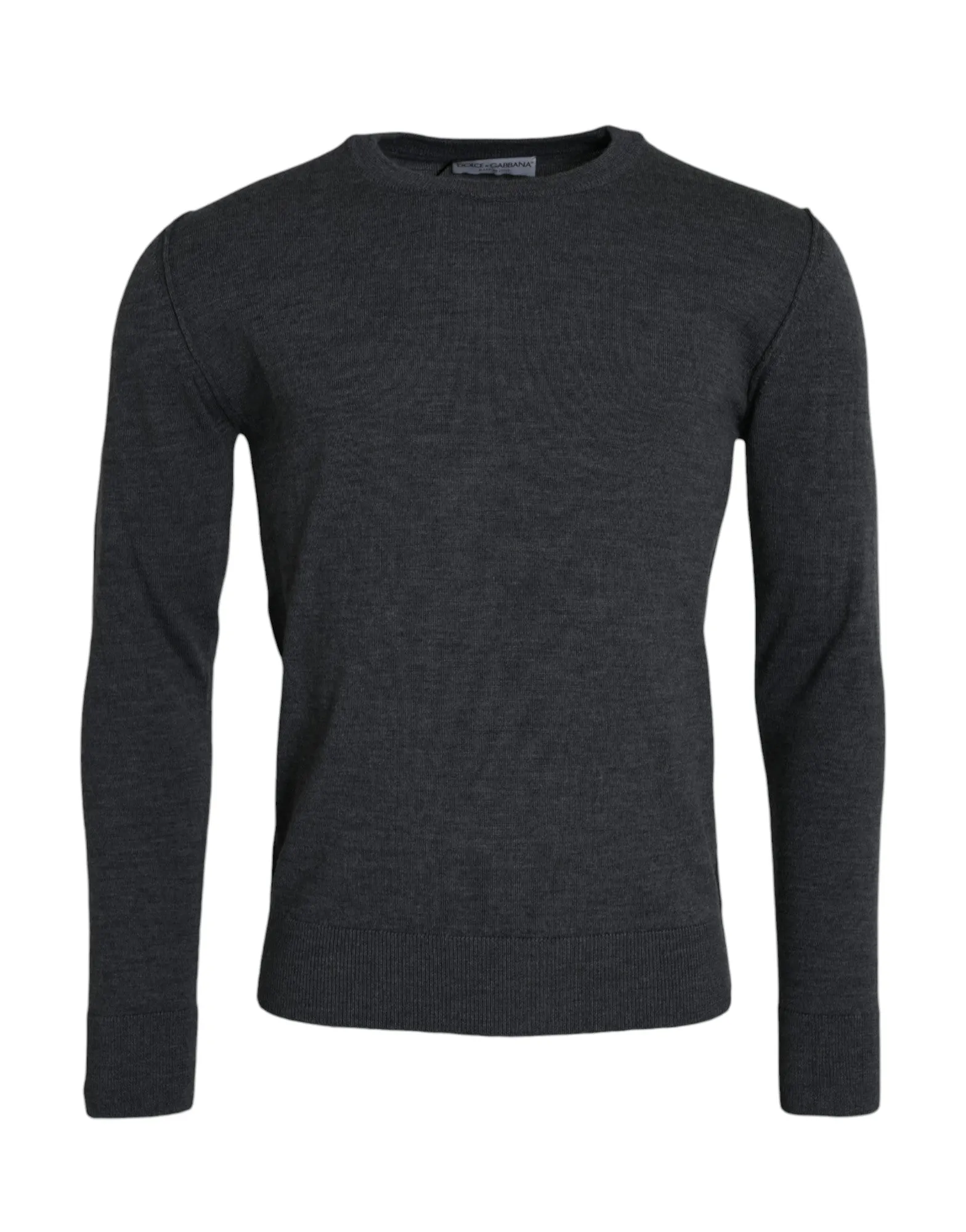 Dark Gray Wool Crew Neck Pullover Sweater sold by Louxly