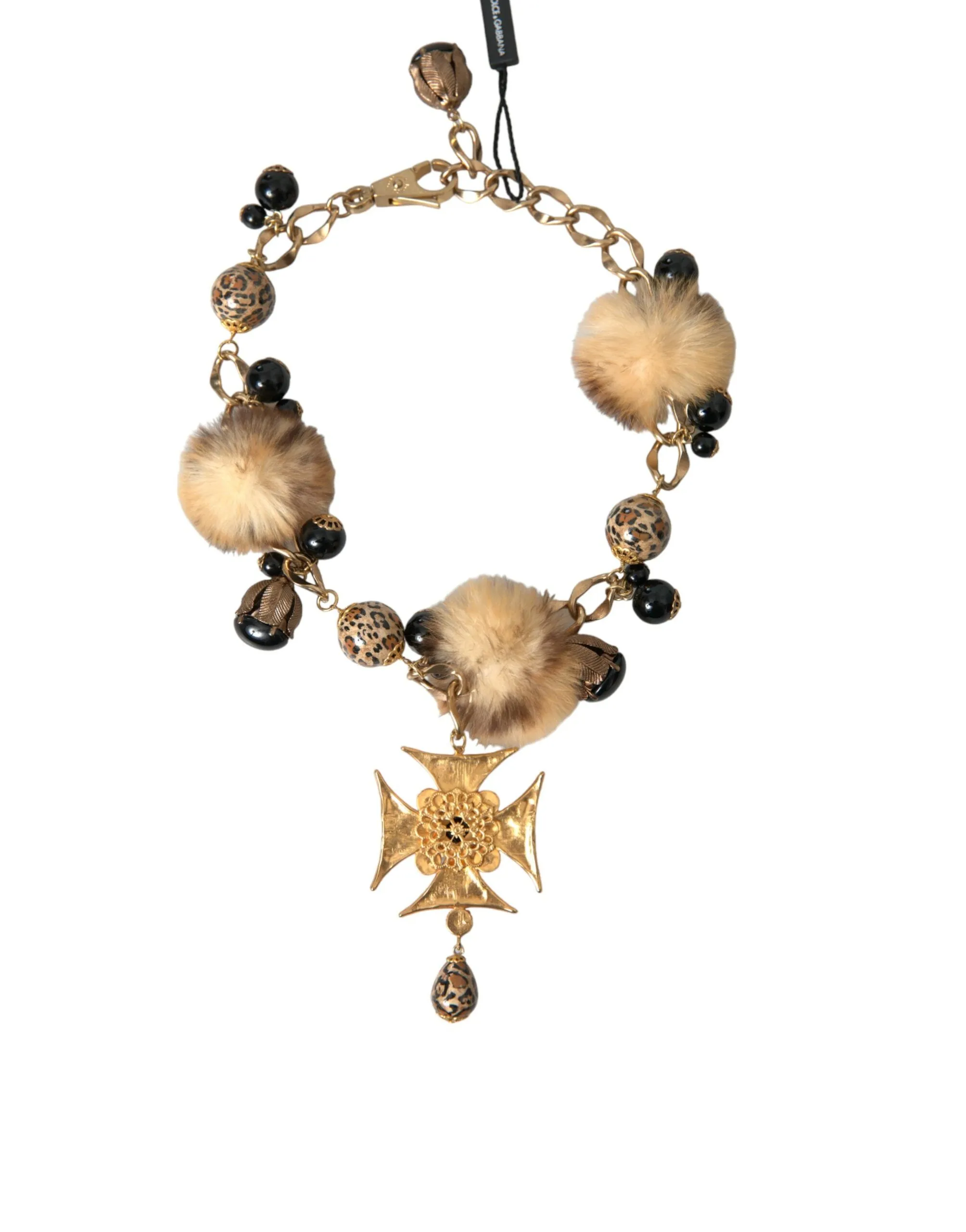 Gold Black Crystals Lapin Fur Filigree Chocker Necklace sold by Louxly product image thumbnail 4