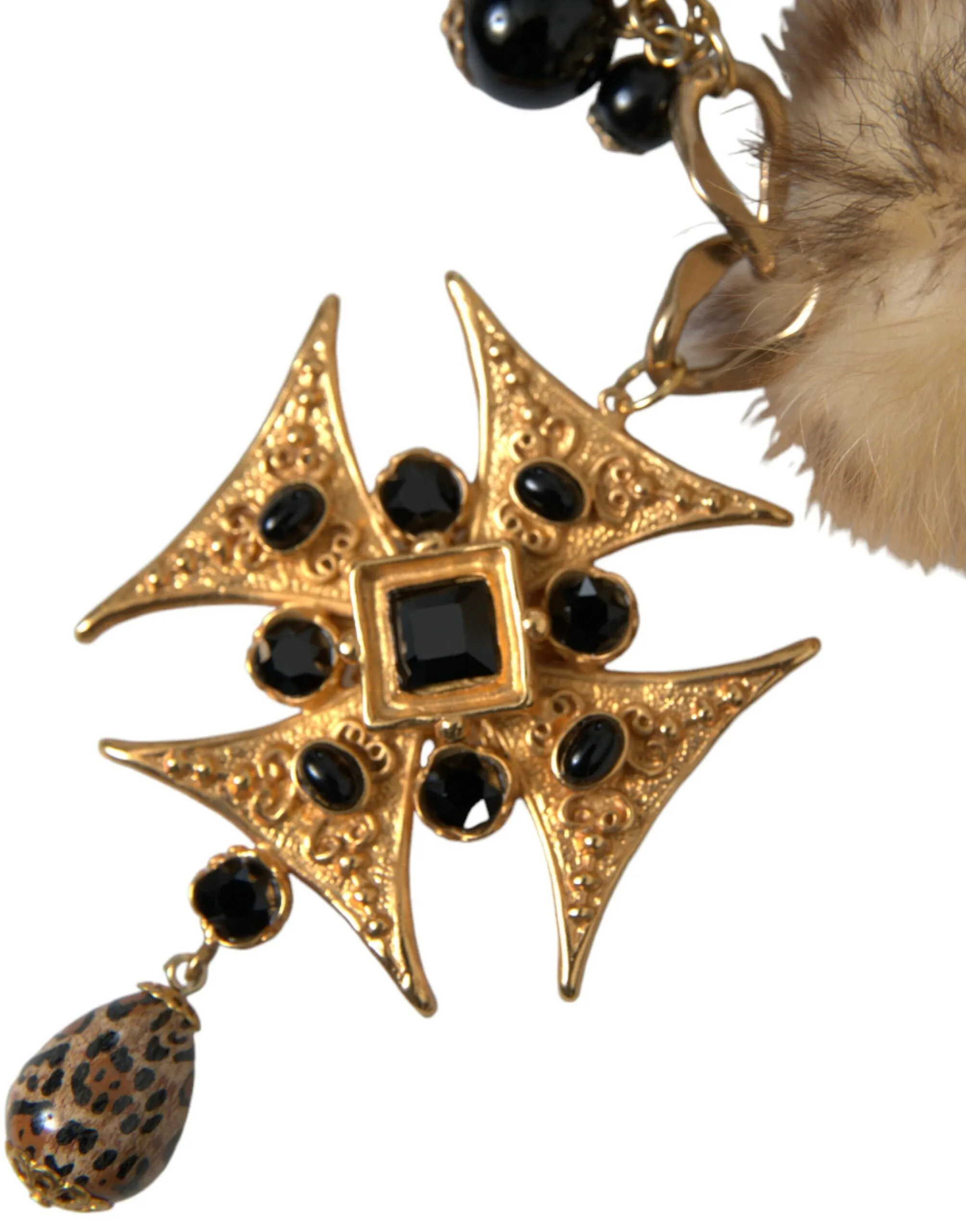 Gold Black Crystals Lapin Fur Filigree Chocker Necklace sold by Louxly product image thumbnail 2