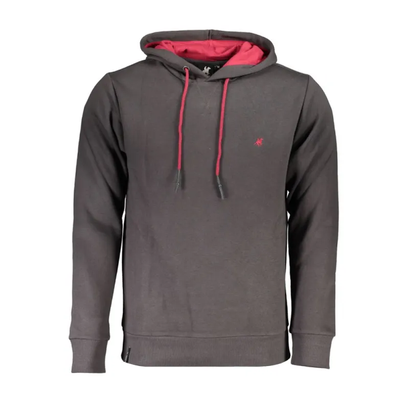 Chic Gray Hooded Sweatshirt with Embroidery Detail sold by Louxly