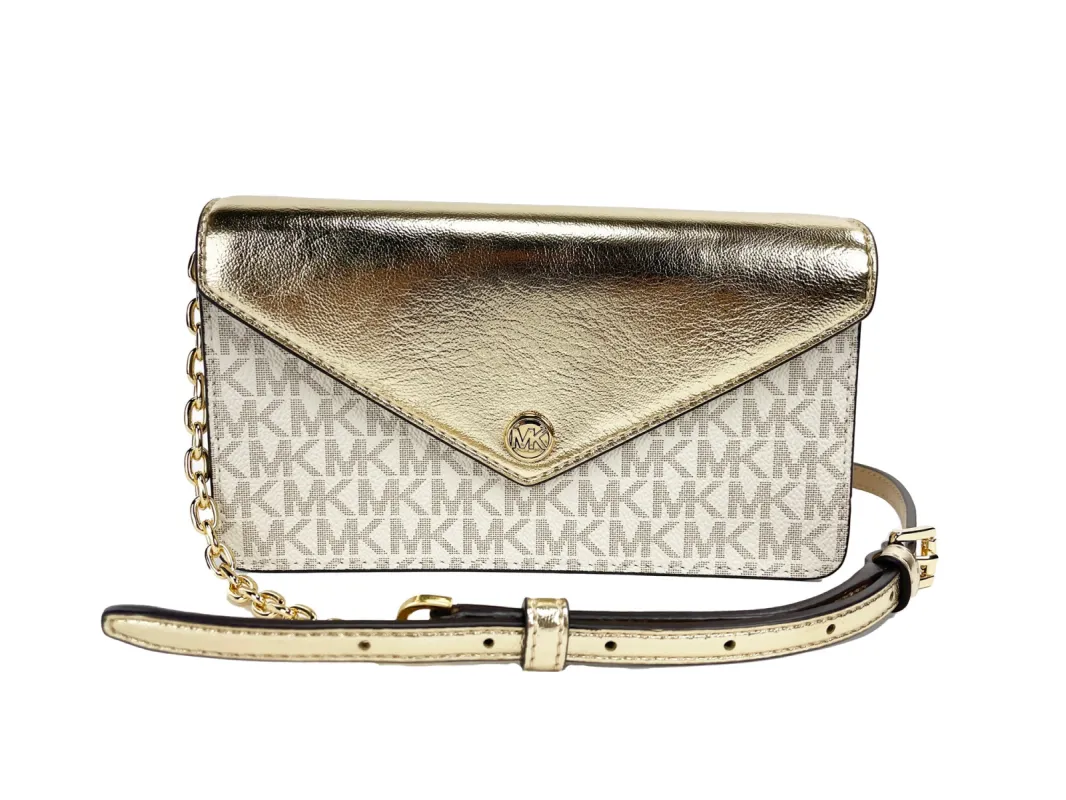 Jet Set Travel Pale Gold Small Flap Clutch Crossbody Bag made by Michael Kors