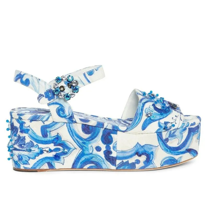 Majolica Crystal-Embellished Wedge Sandals sold by Louxly