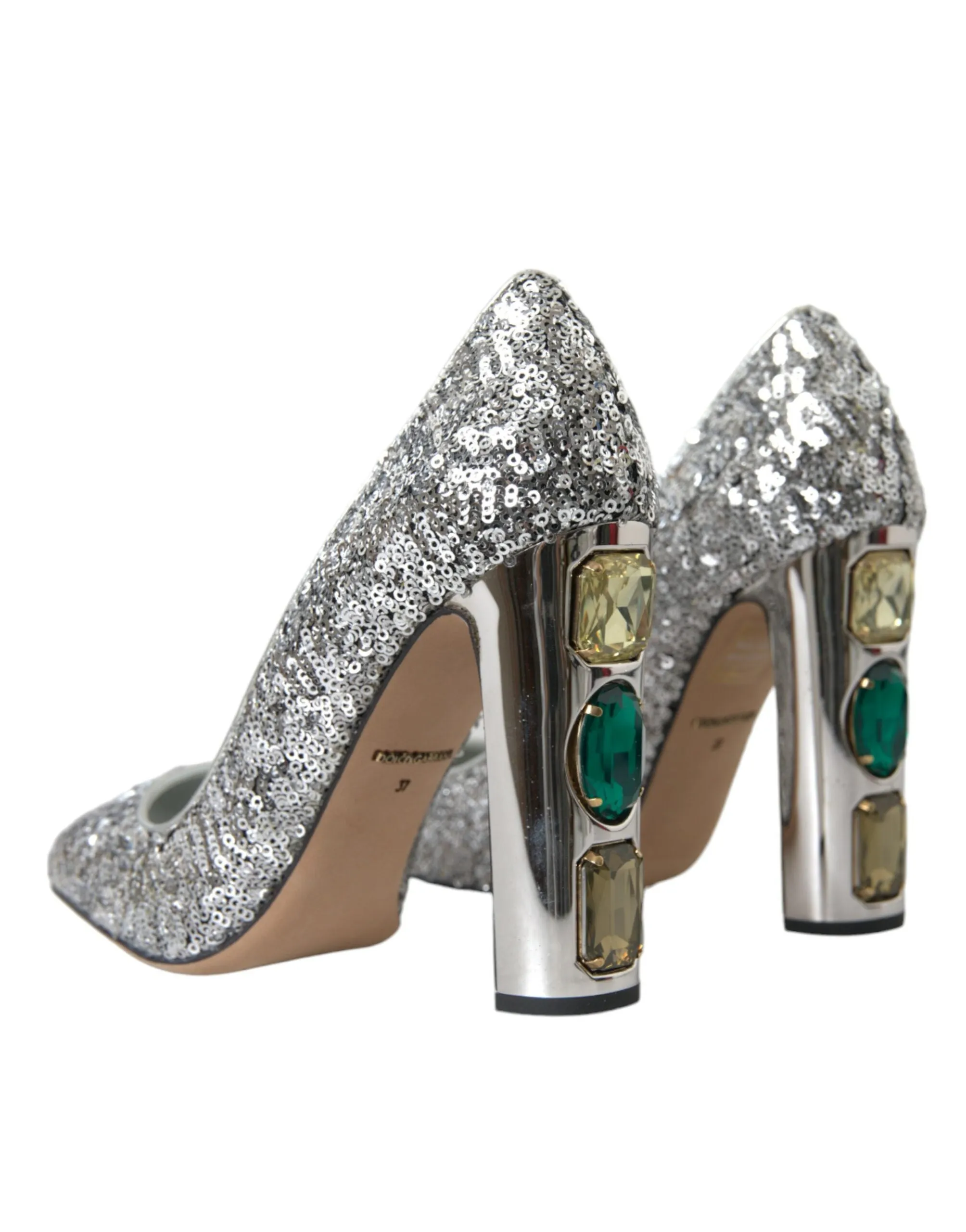 Silver Sequin Embellished Heels Pumps Shoes sold by Louxly product image thumbnail 4