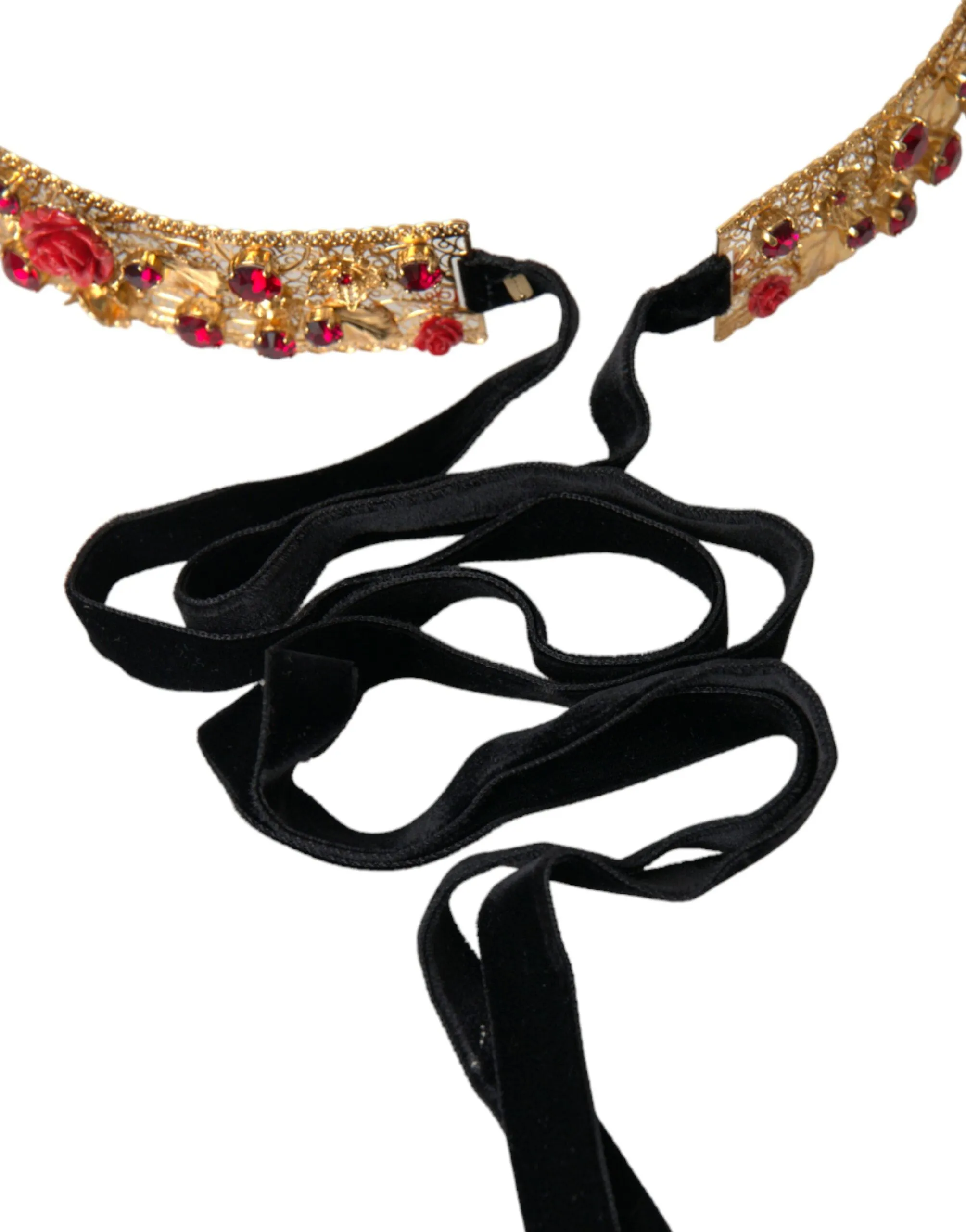 Gold Brass Red Roses Crystal Jewel Waist Belt sold by Louxly product image thumbnail 5