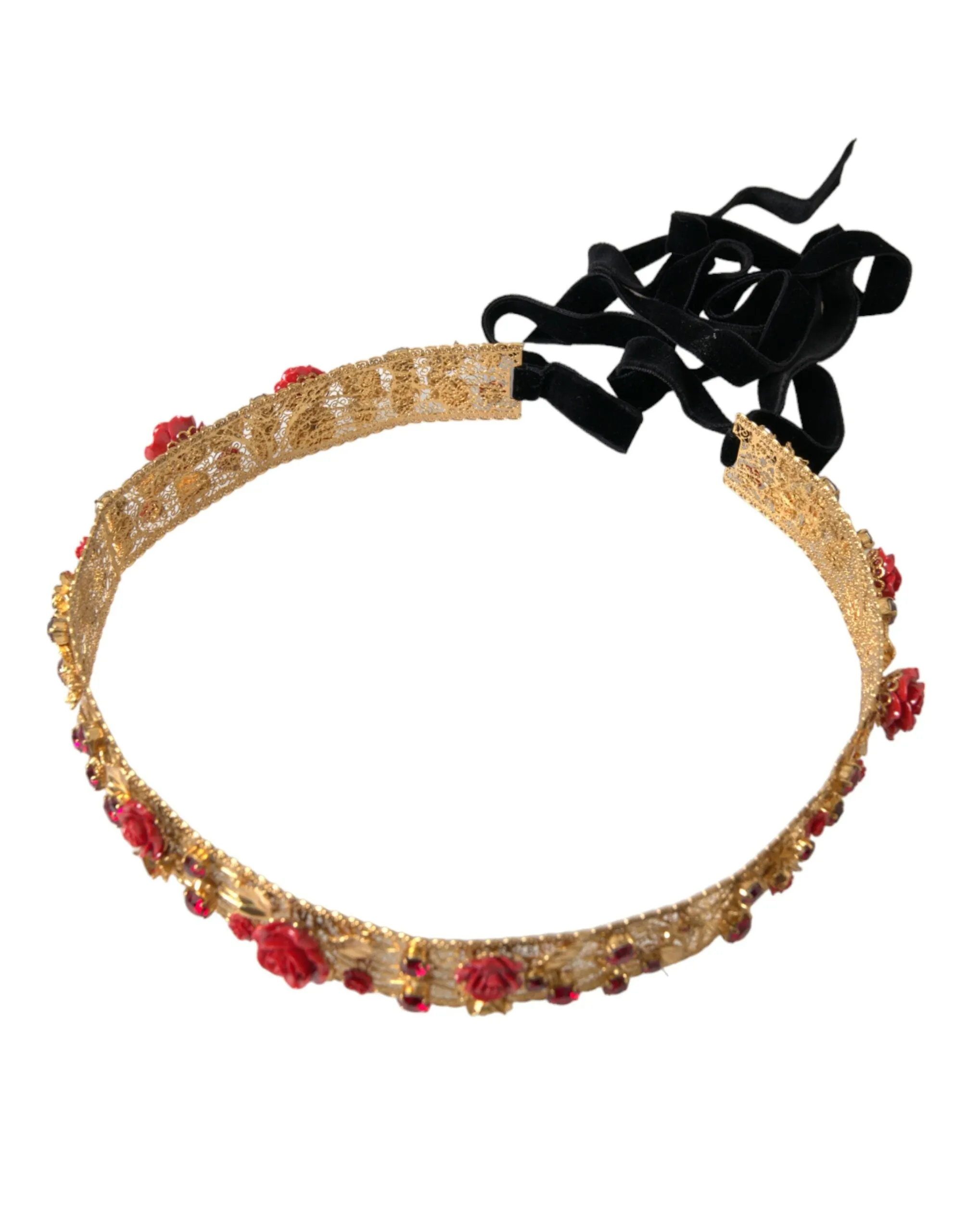 Gold Brass Red Roses Crystal Jewel Waist Belt sold by Louxly product image thumbnail 2
