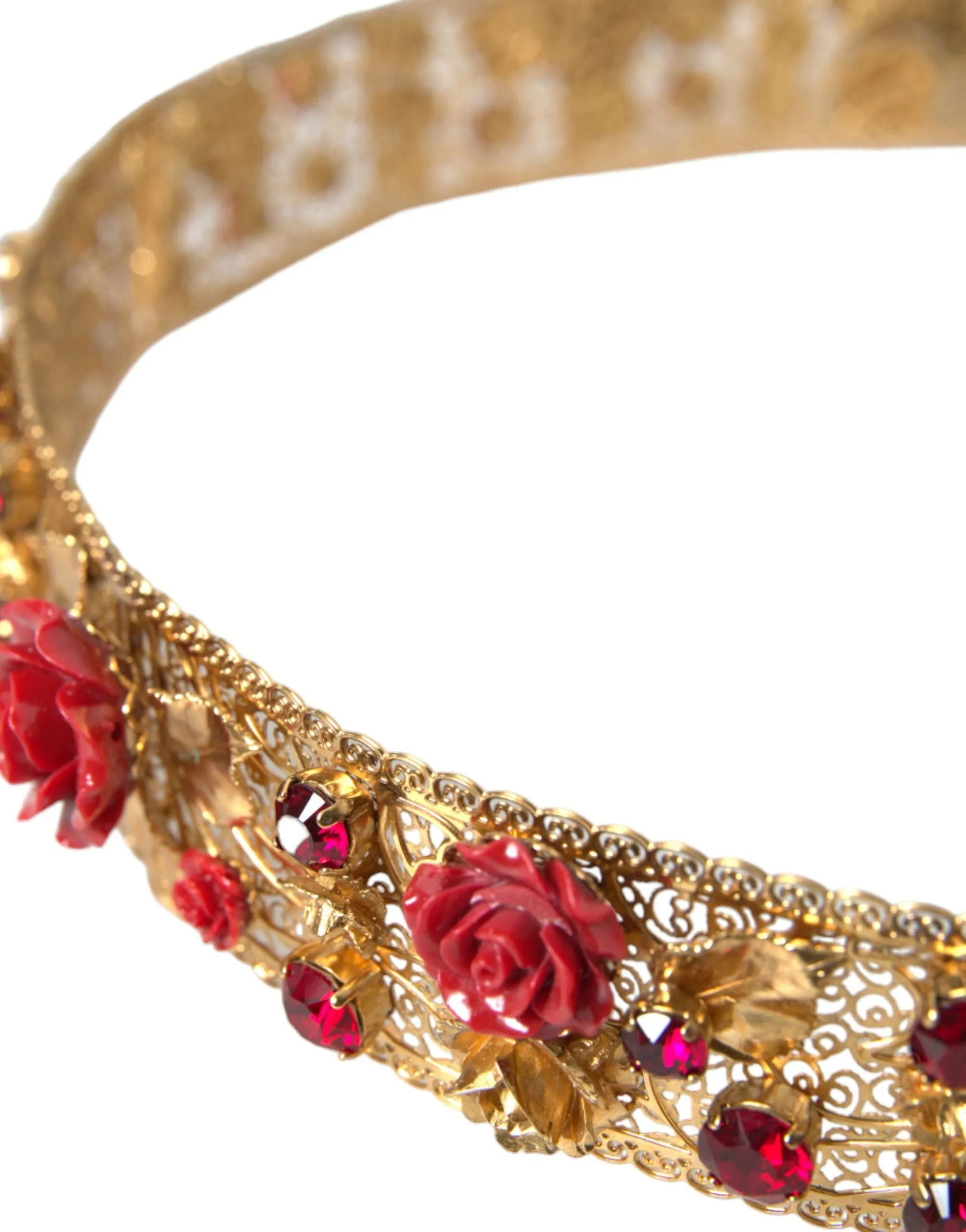Gold Brass Red Roses Crystal Jewel Waist Belt sold by Louxly product image thumbnail 3
