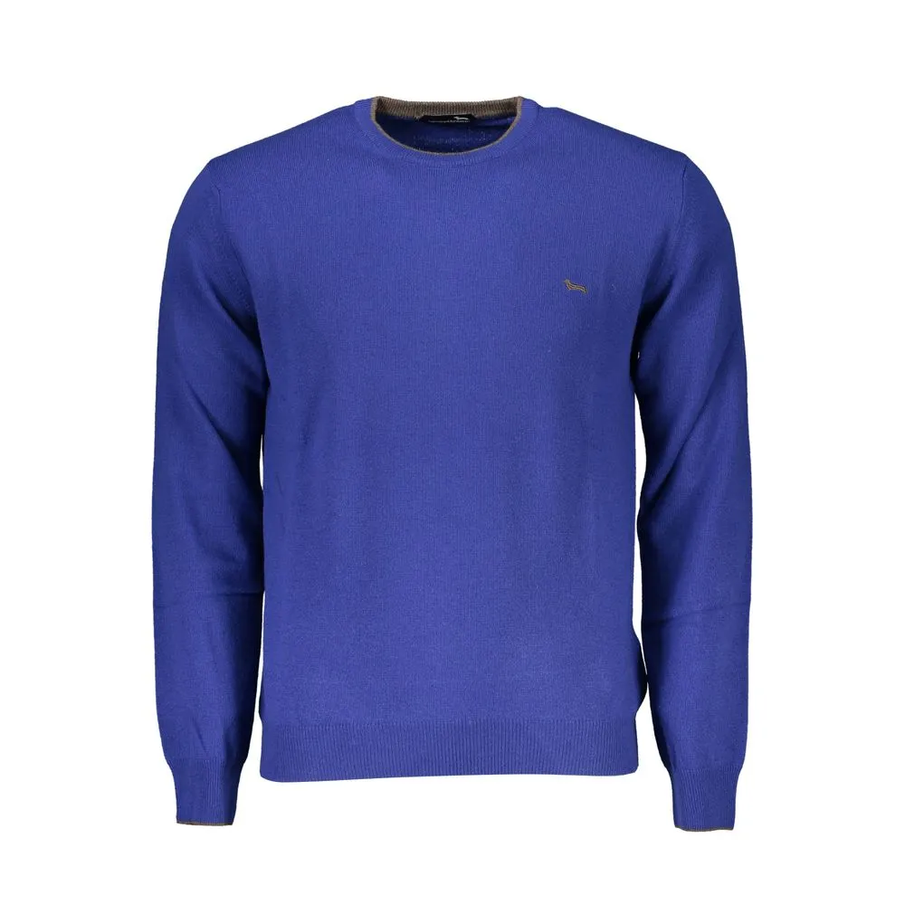 Elegant Blue Crew Neck Cashmere Blend Sweater sold by Louxly