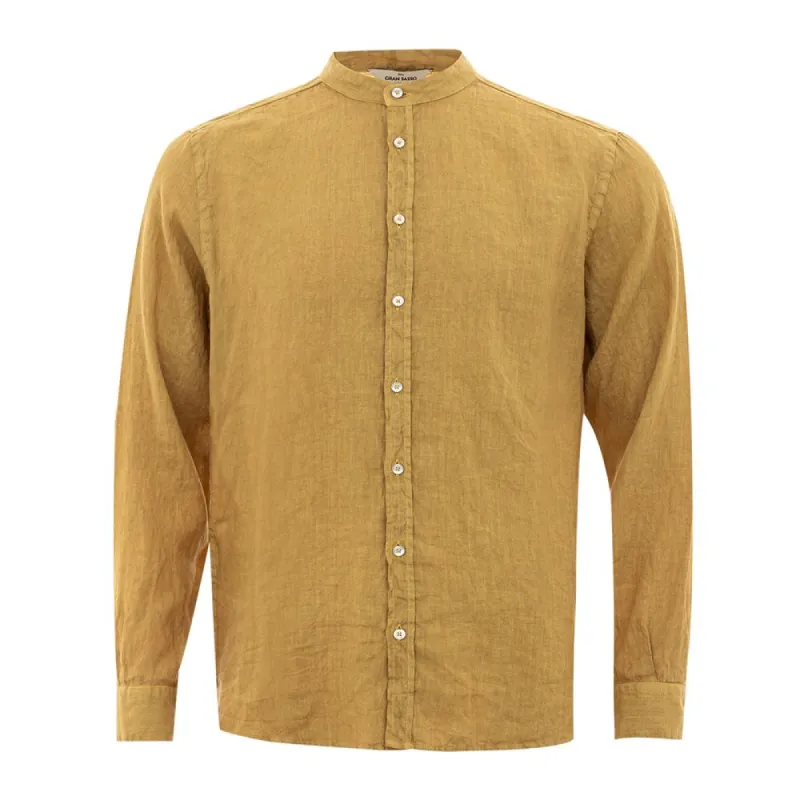 Gold Linen Elegance Men's Shirt sold by Louxly