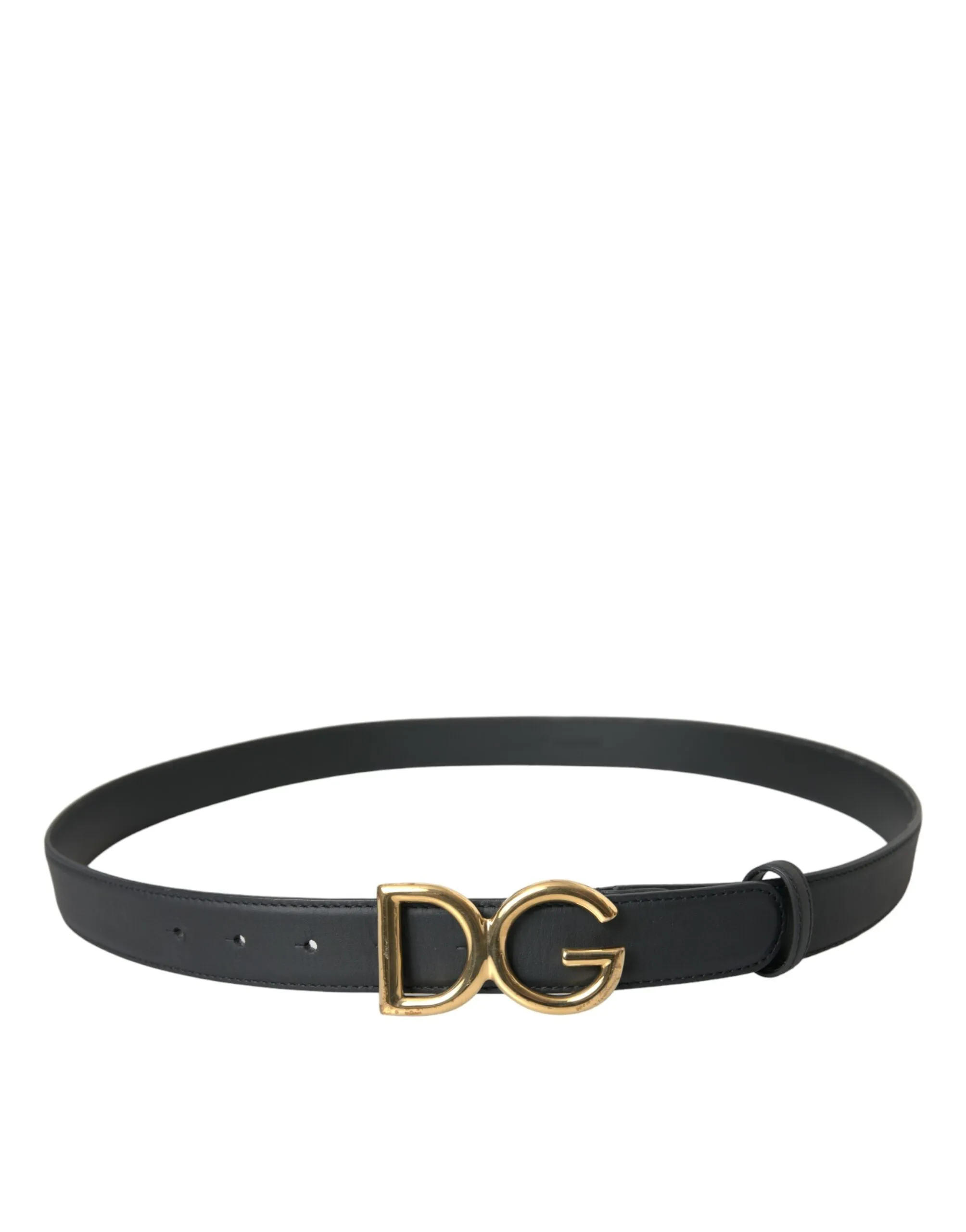 Black Leather Gold DG Logo Waist Buckle Belt sold by Louxly product image thumbnail 3