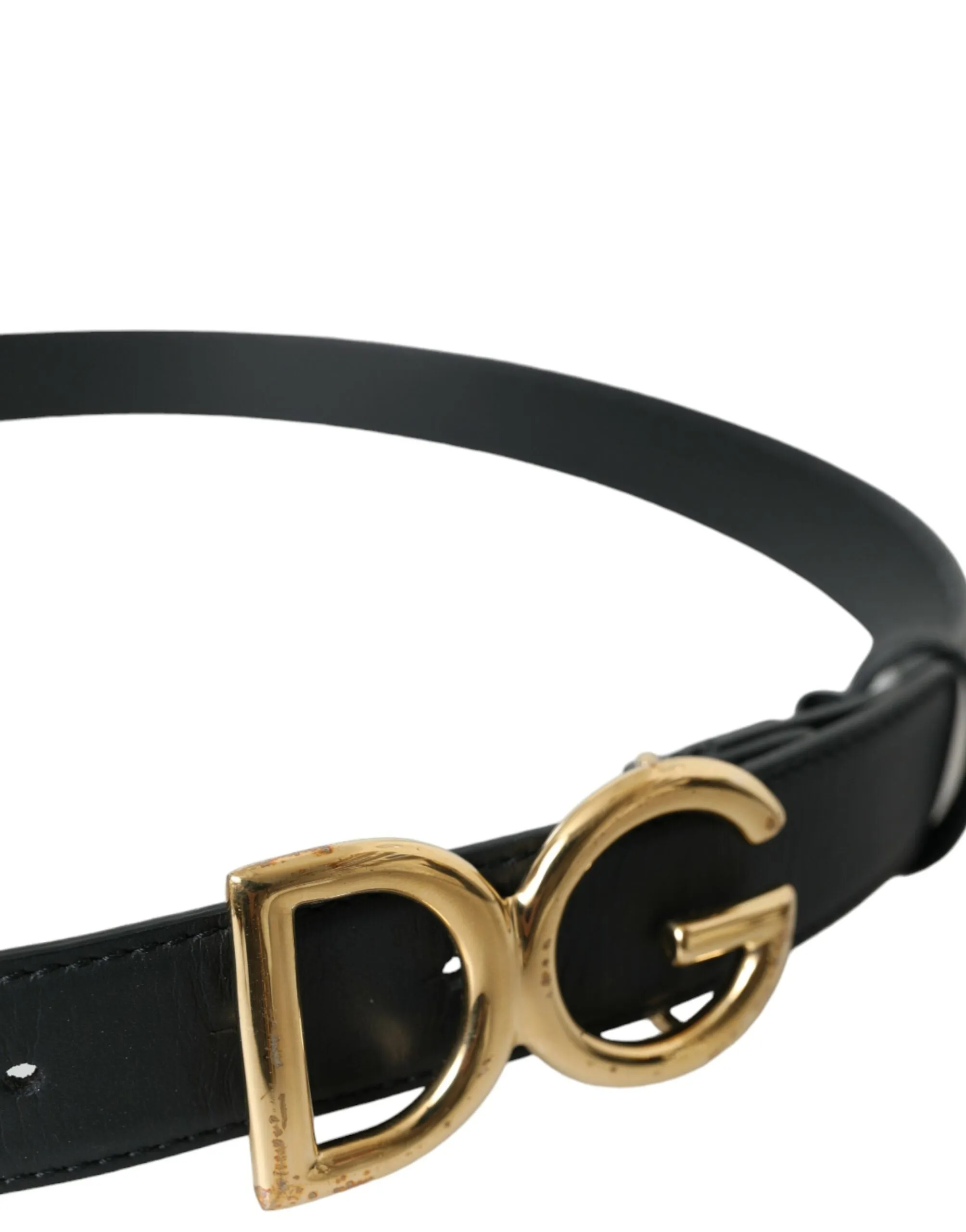 Black Leather Gold DG Logo Waist Buckle Belt sold by Louxly product image thumbnail 4