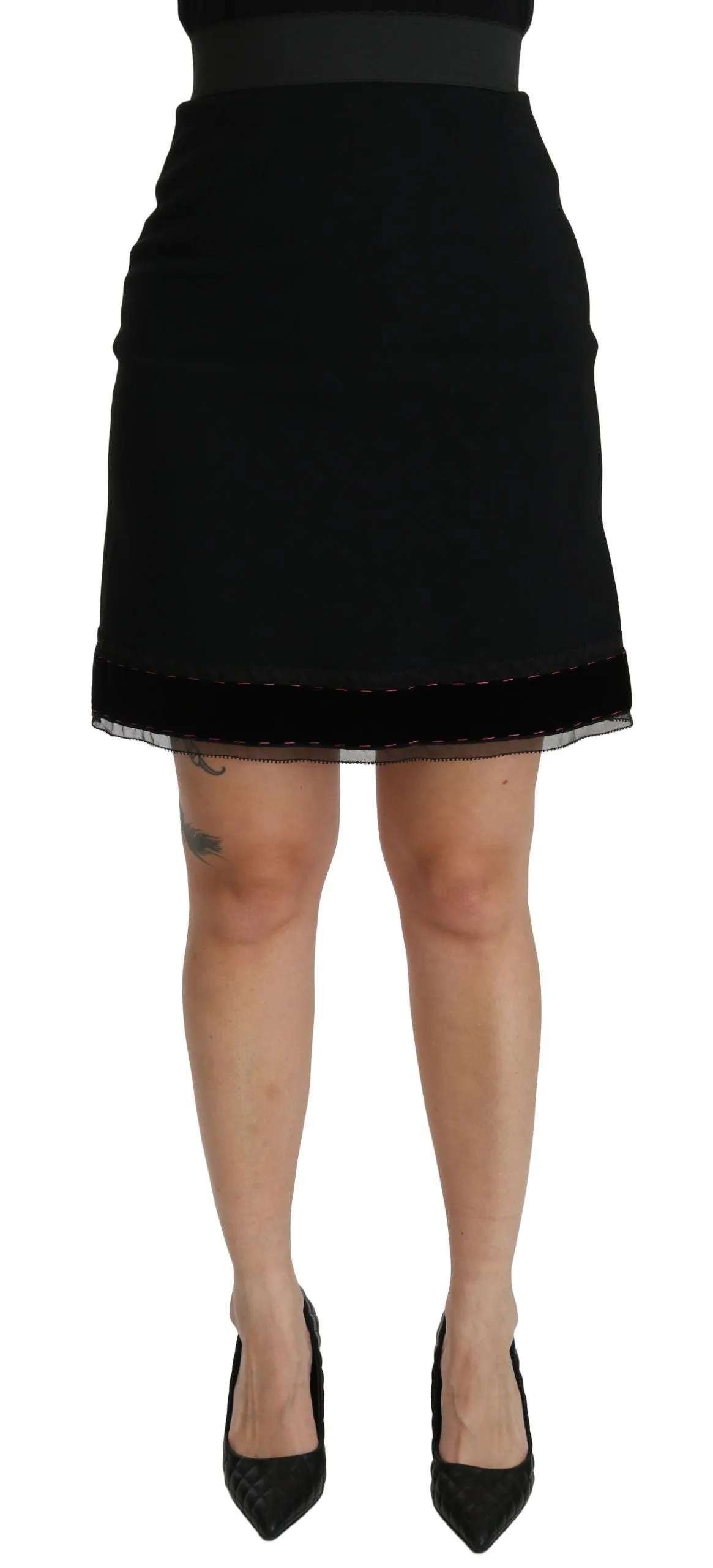Elegant High-Waist Black Skirt sold by Louxly