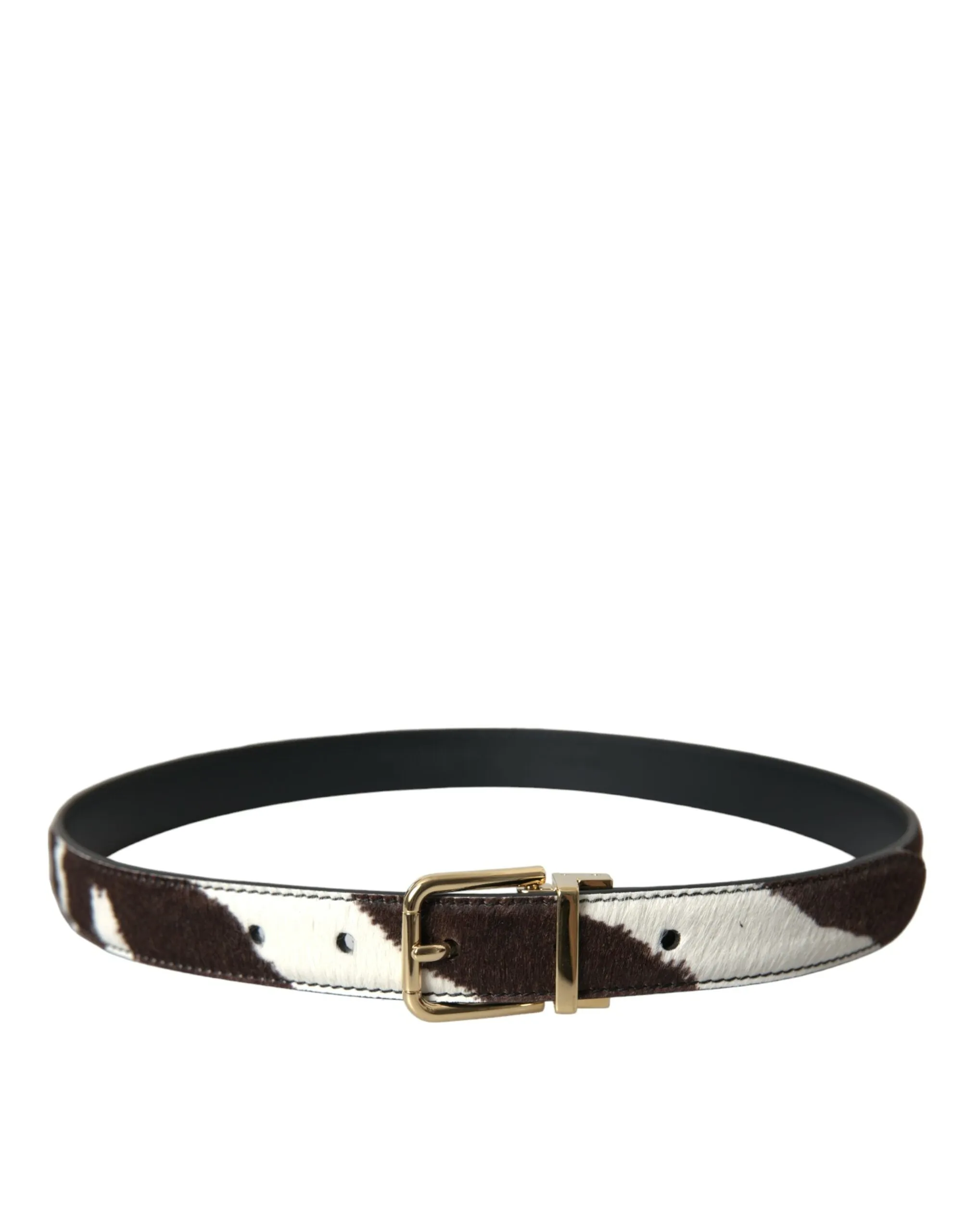 Brown White Zebra Pony Hair Gold Buckle Belt sold by Louxly product image thumbnail 3