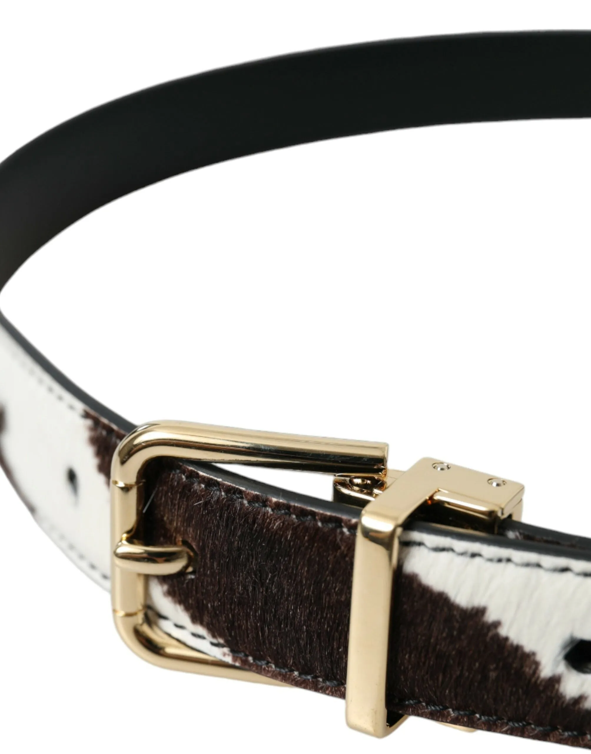 Brown White Zebra Pony Hair Gold Buckle Belt sold by Louxly product image thumbnail 4