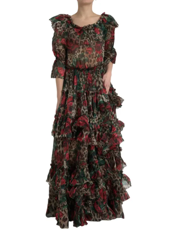 Ethereal Floral & Leopard Print Maxi Gown made by Louxly