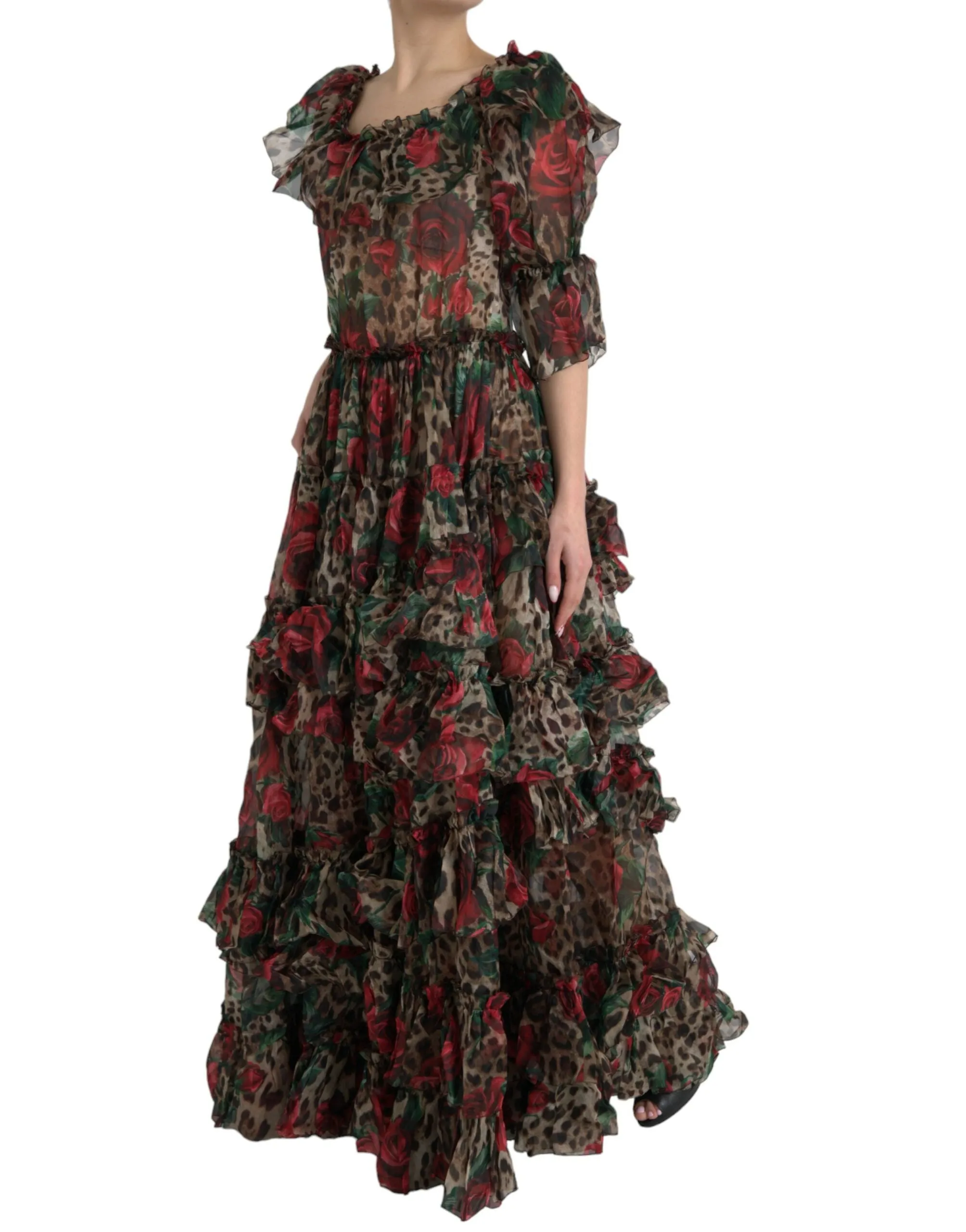 Ethereal Floral & Leopard Print Maxi Gown sold by Louxly product image thumbnail 2