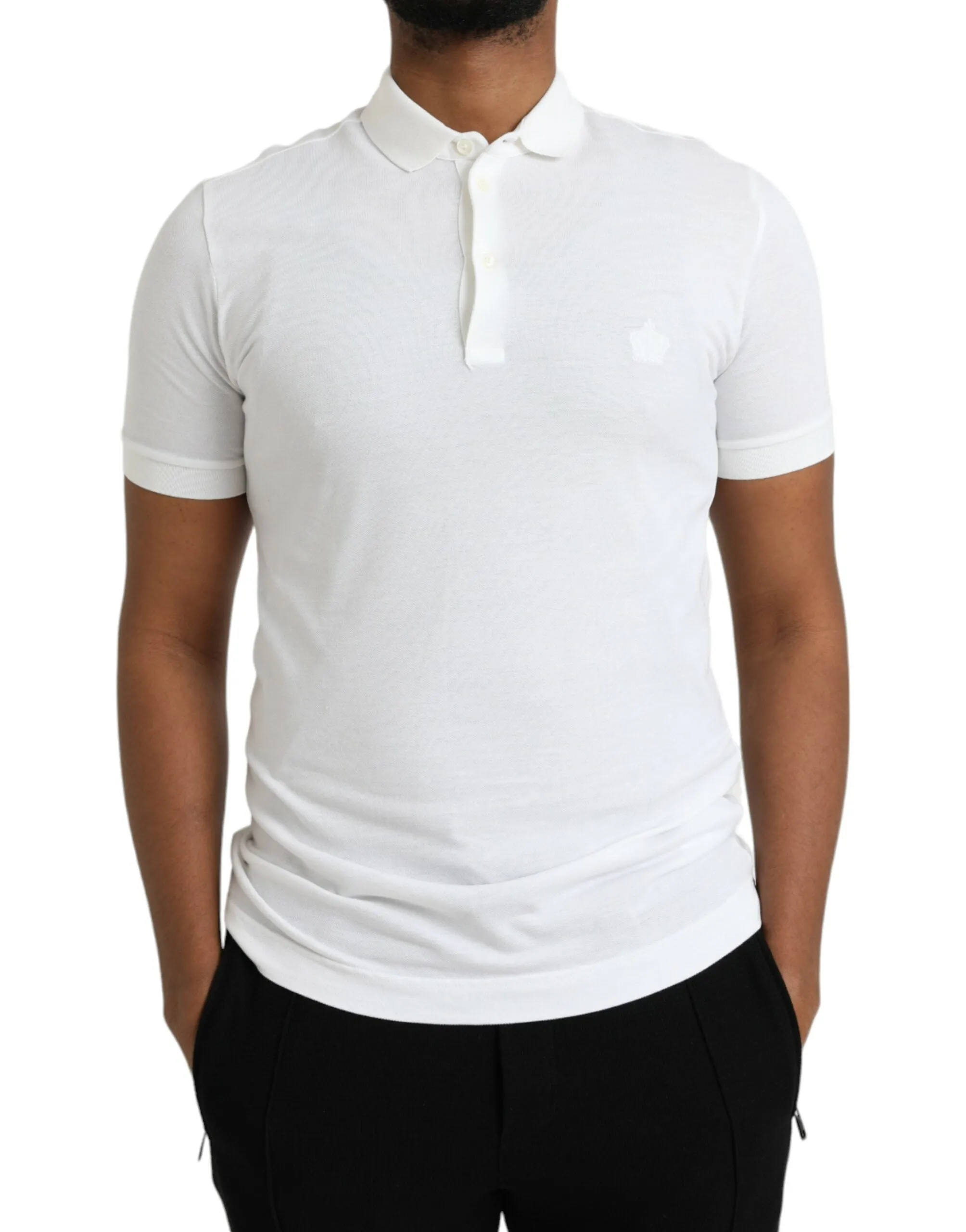 White Crown Patch CottonCollared Polo T-shirt sold by Louxly