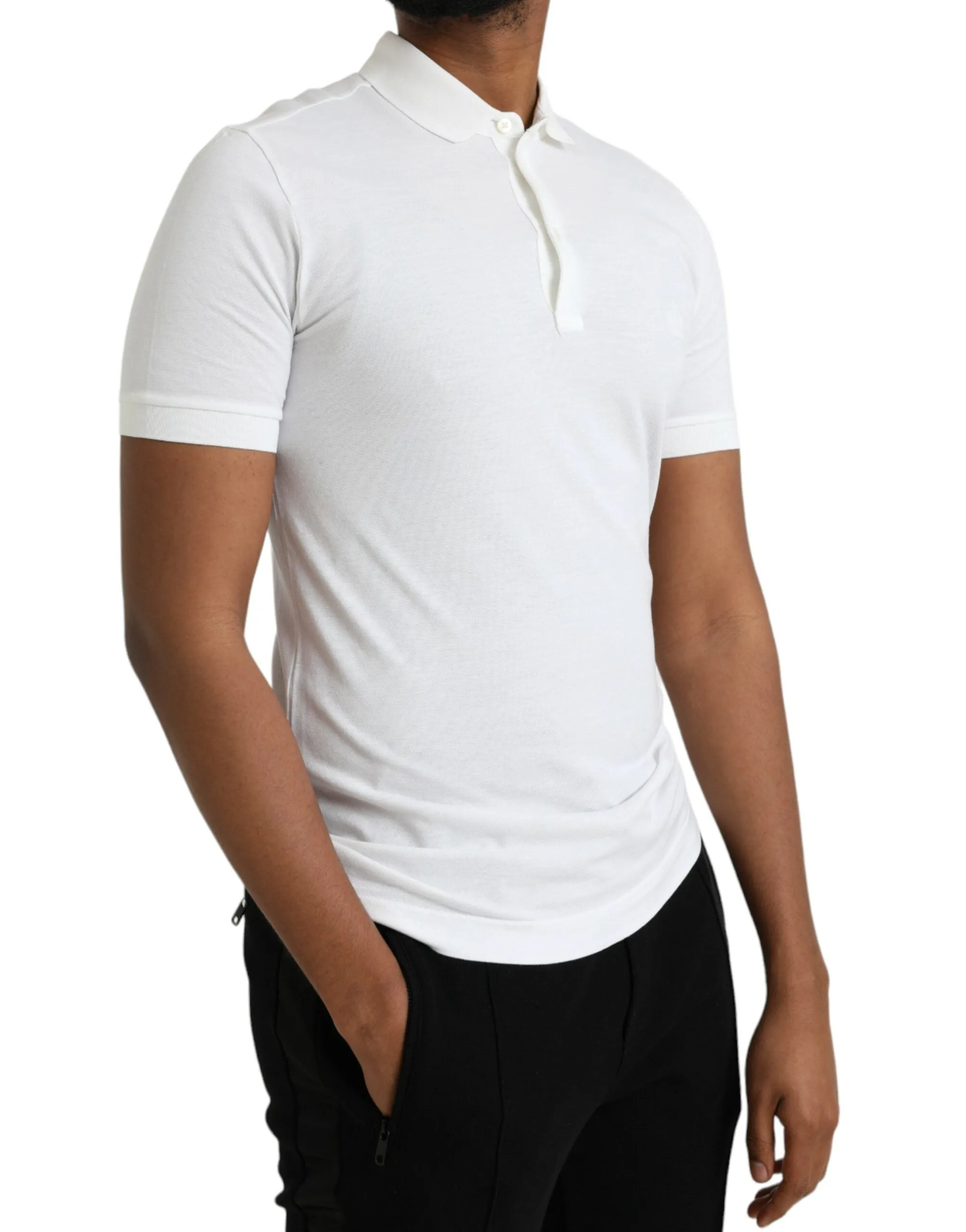 White Crown Patch CottonCollared Polo T-shirt sold by Louxly product image thumbnail 2