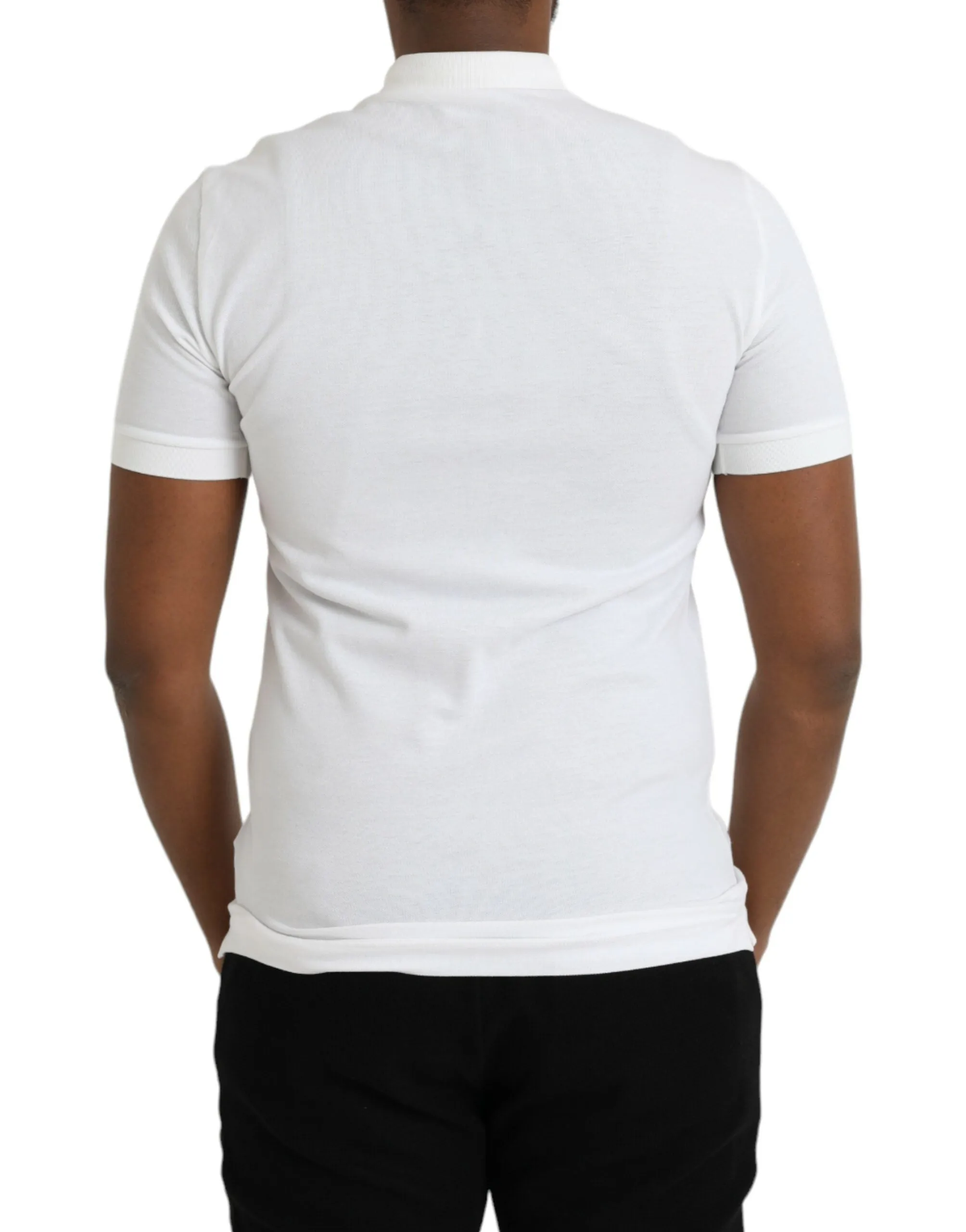 White Crown Patch CottonCollared Polo T-shirt sold by Louxly product image thumbnail 3