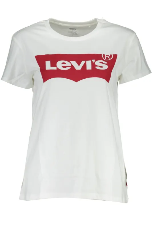 Chic White Cotton Tee with Iconic Print sold by Louxly