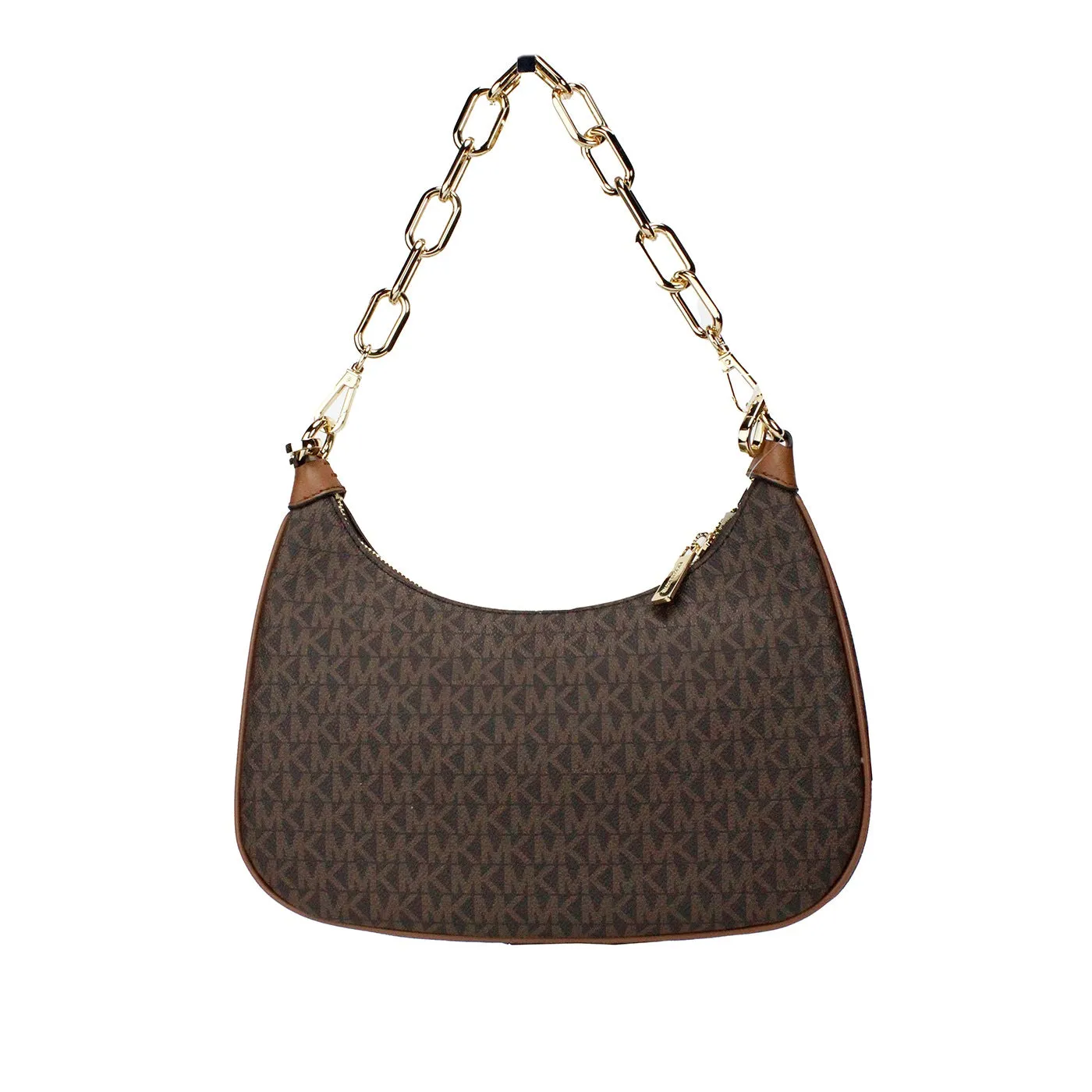 Cora Large Brown PVC Zip Pouchette Chain Shoulder Crossbody Bag sold by Louxly product image thumbnail 3