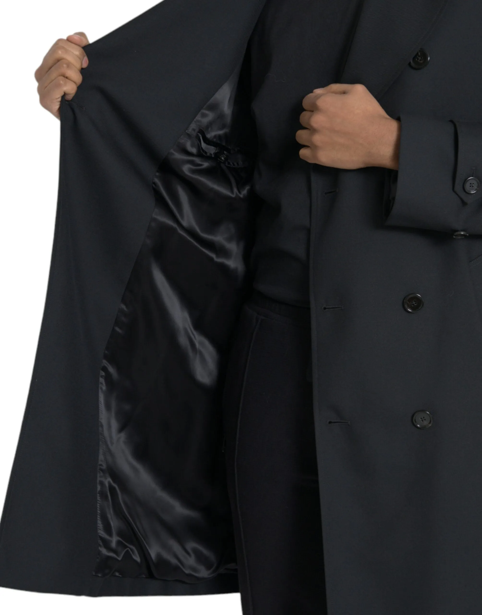 Black Double Breasted Trench Coat Jacket sold by Louxly product image thumbnail 5
