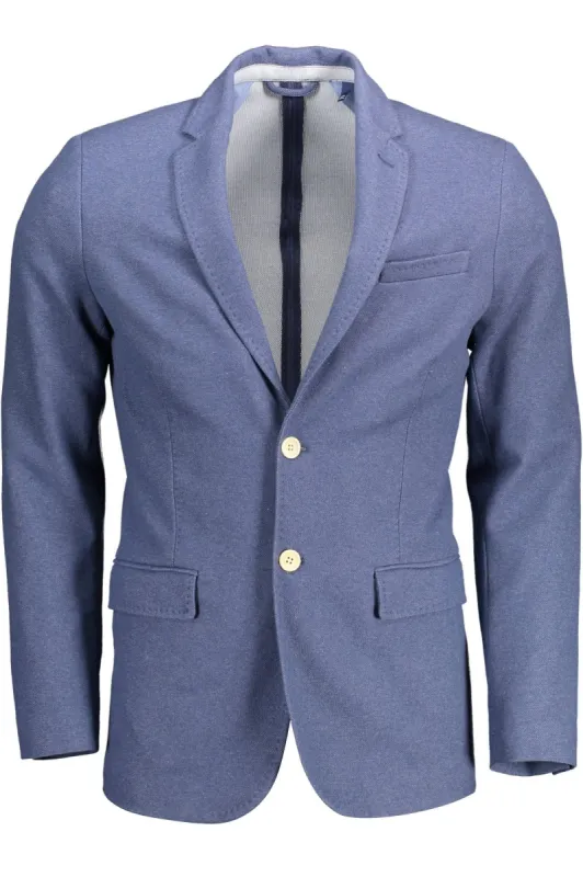 Blue Polyester Men Jacket sold by Louxly