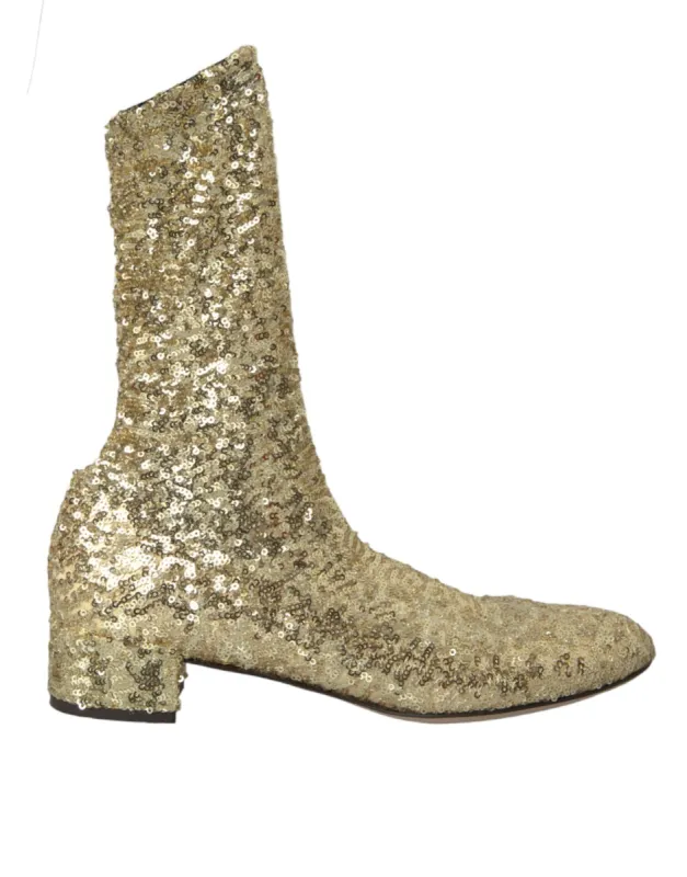 Gold Sequined Short Boots Stretch Shoes sold by Louxly