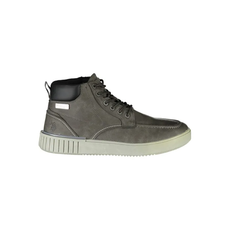 Sophisticated Gray Lace-Up Boots with Contrast Detailing sold by Louxly
