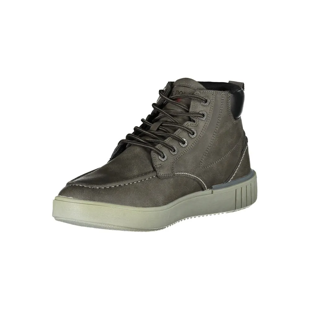 Sophisticated Gray Lace-Up Boots with Contrast Detailing sold by Louxly product image thumbnail 3