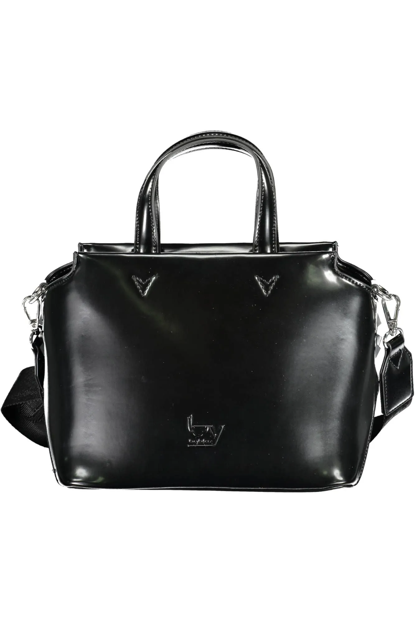 Elegant Black Two-Handle Bag with Contrasting Details sold by Louxly
