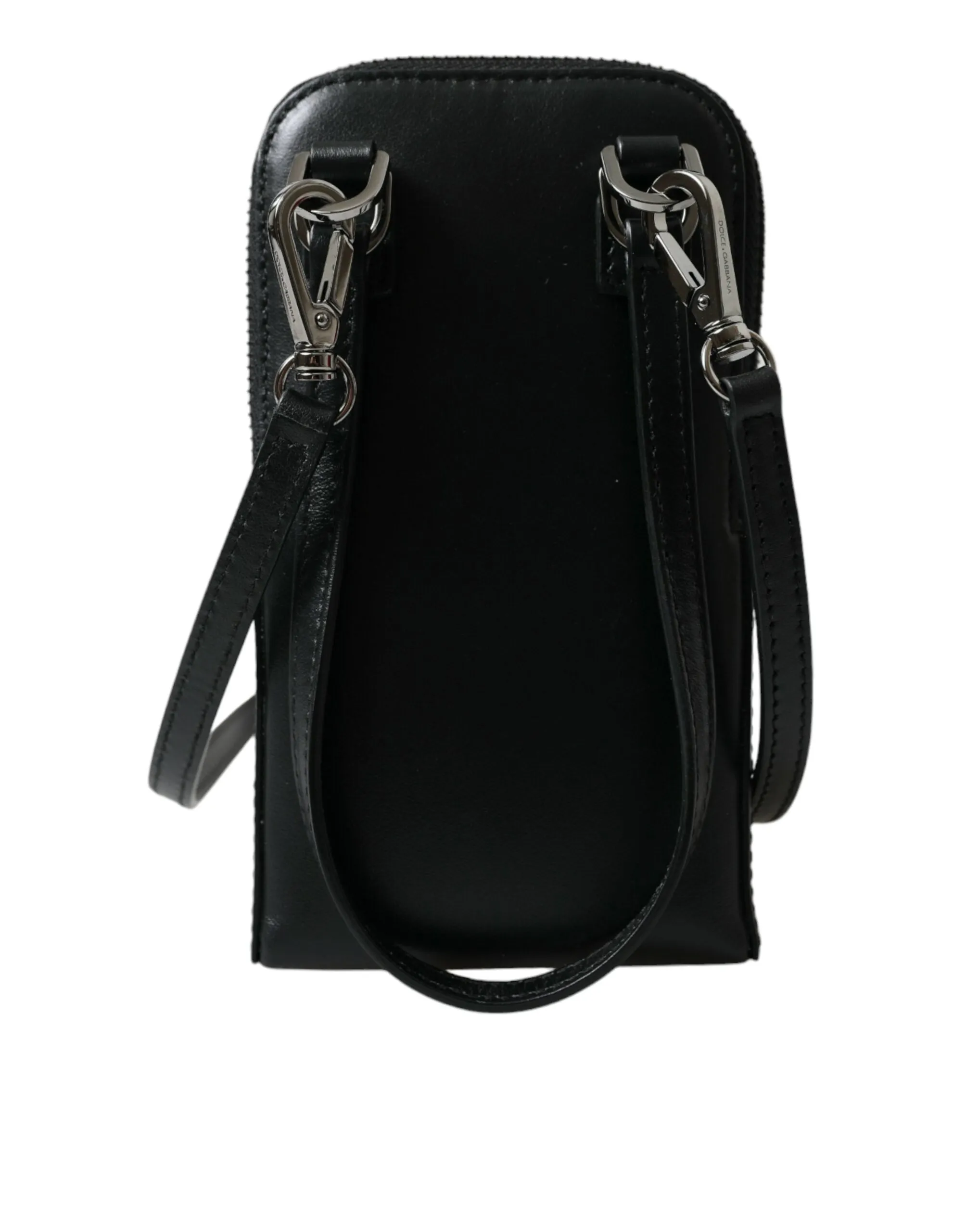 Black Leather Zip Around Logo Print Lanyard Strap Wallet sold by Louxly product image thumbnail 2