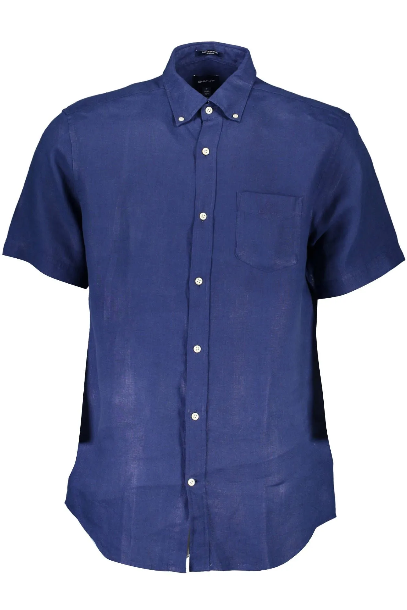 Elegant Blue Linen Button-Down Shirt sold by Louxly