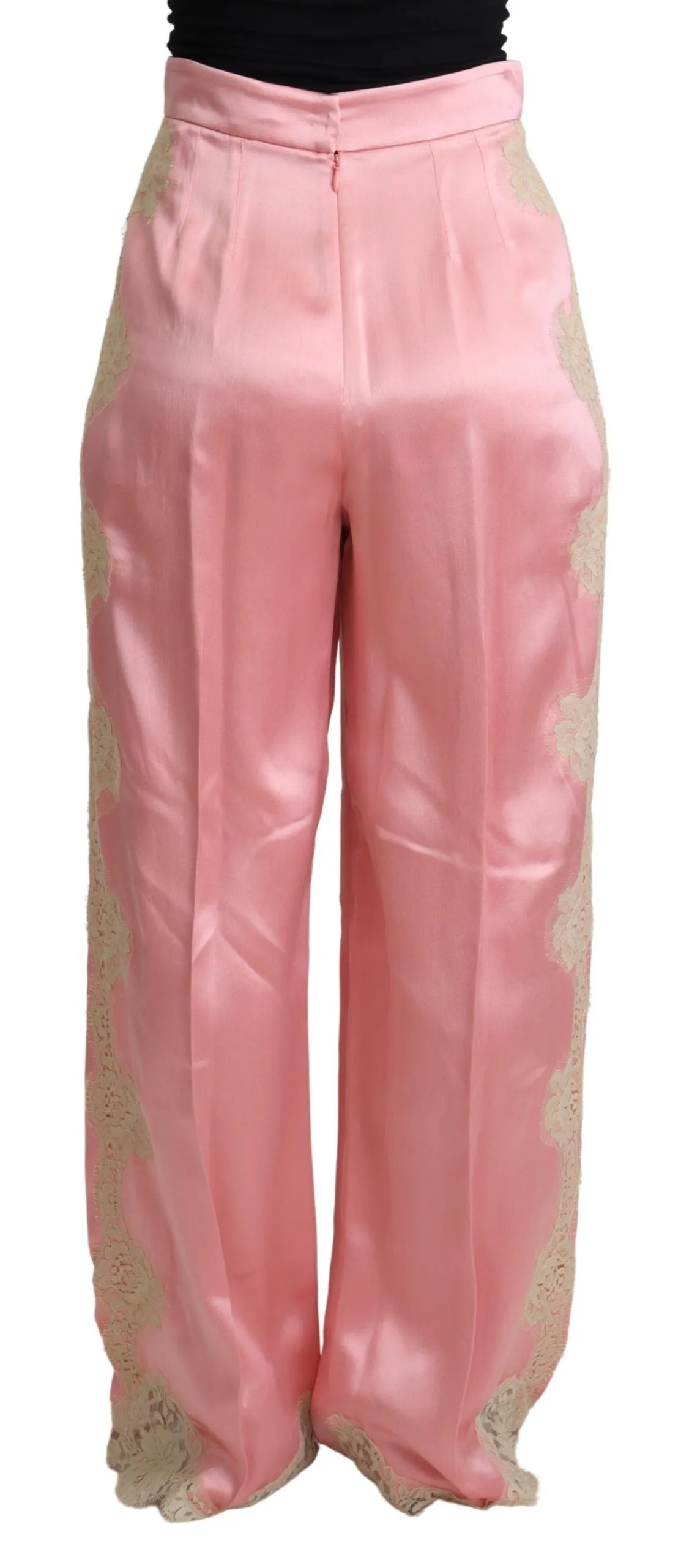 Silk Blend Satin Wide-Leg Pants in Pink sold by Louxly product image thumbnail 3