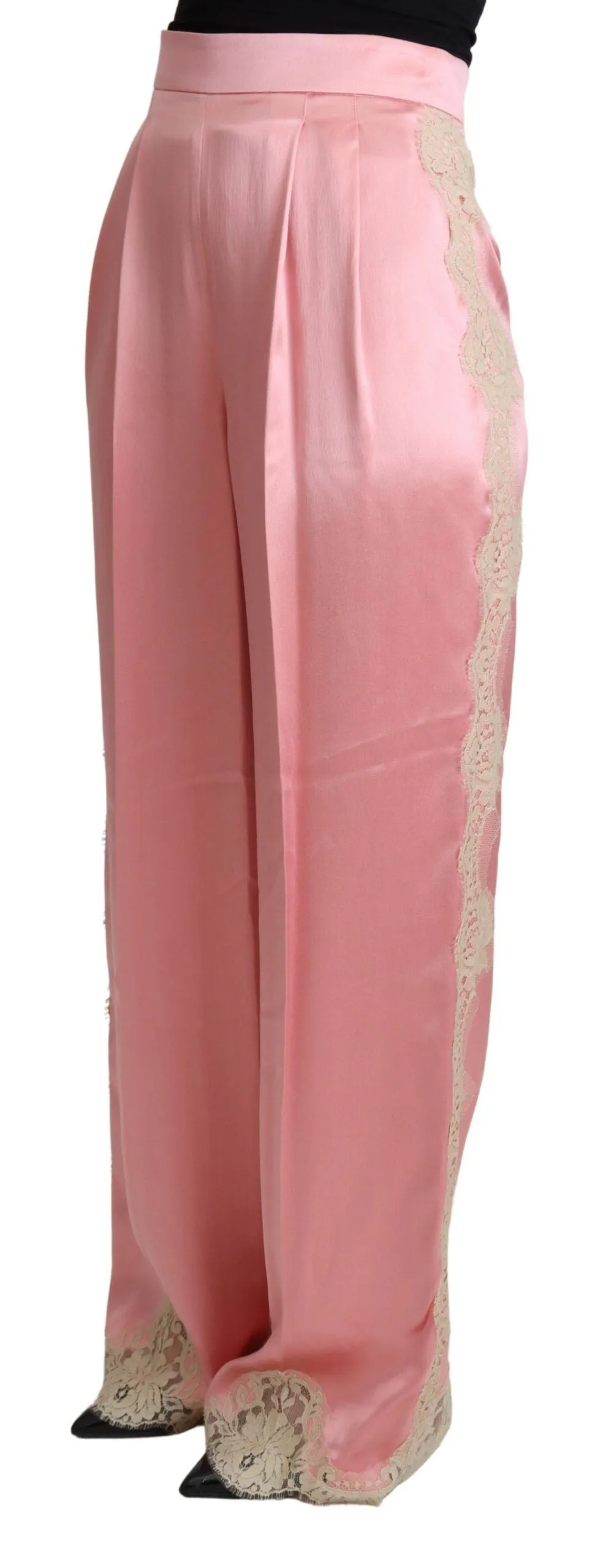 Silk Blend Satin Wide-Leg Pants in Pink sold by Louxly product image thumbnail 2
