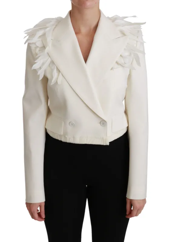 Elegant White Double Breasted Blazer Jacket sold by Louxly