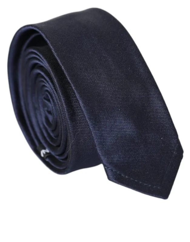 Blue Solid Silk Adjustable Tie Men sold by Louxly