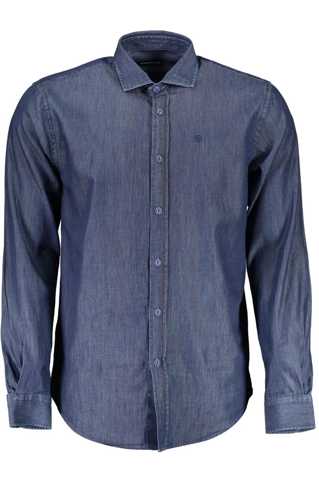Elegant Blue Cotton Long-Sleeve Shirt sold by Louxly
