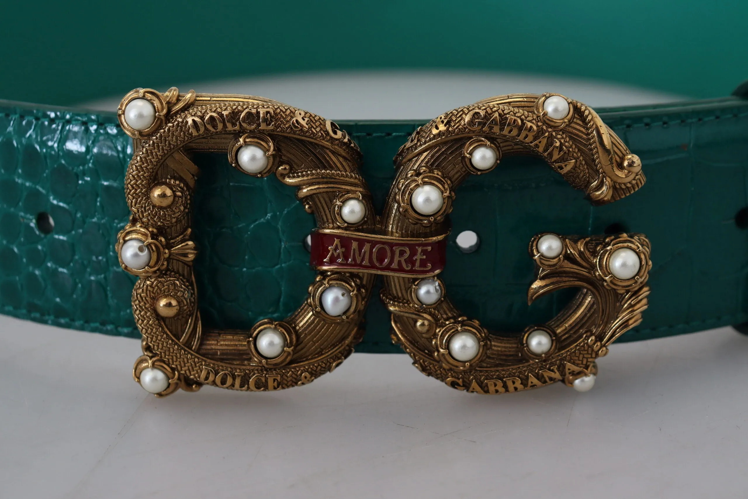 Green Amore Leather Logo Buckle Women Belt sold by Louxly product image thumbnail 5