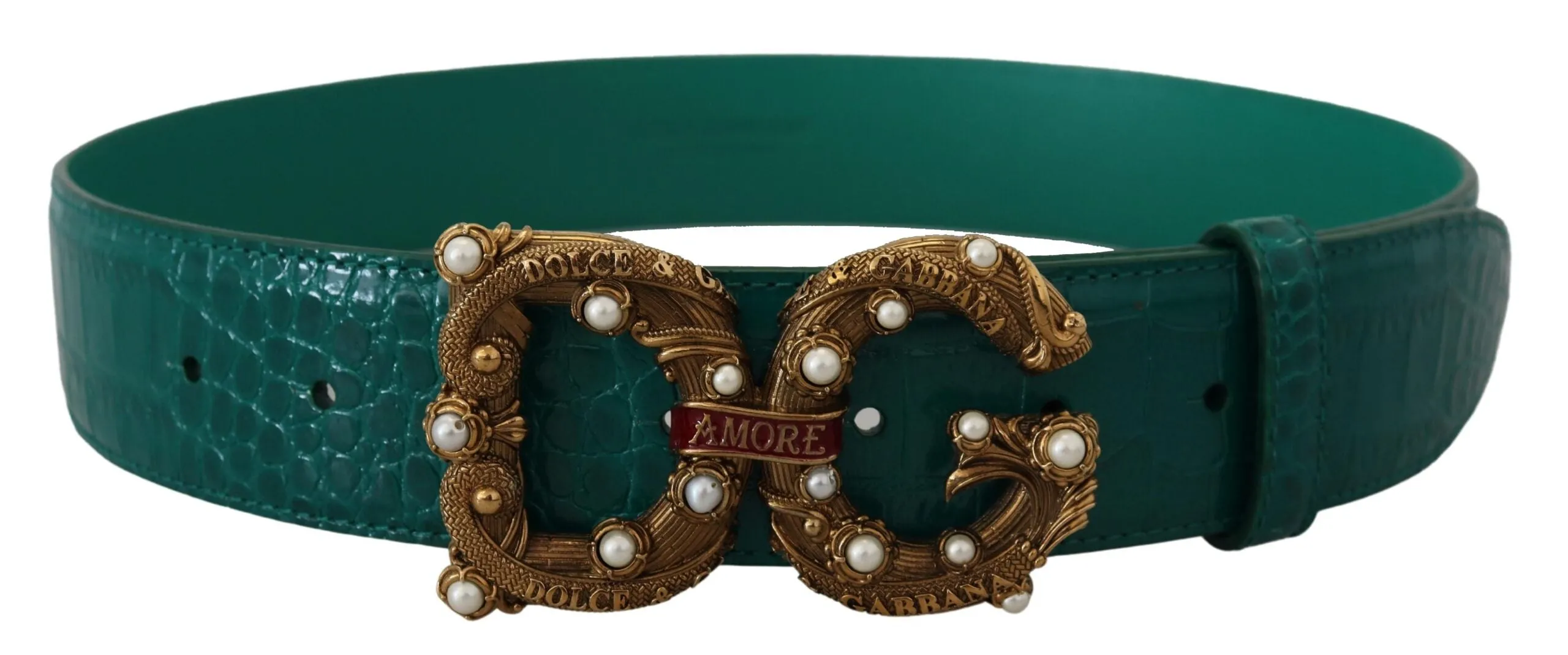 Green Amore Leather Logo Buckle Women Belt sold by Louxly product image thumbnail 3