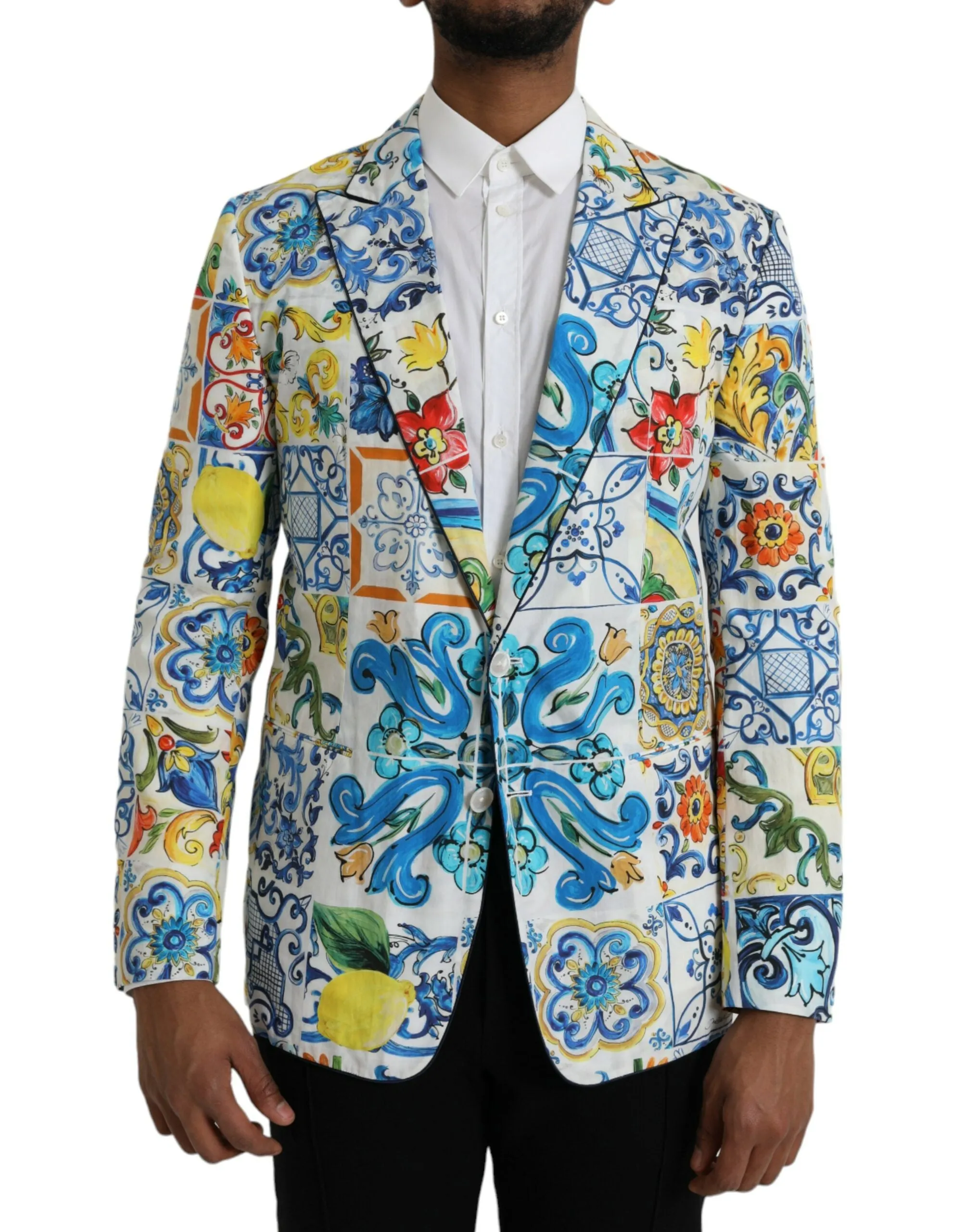 Multicolor Majolica TAORMINA Single Breasted Blazer sold by Louxly