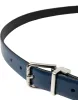 Blue Calf Leather Silver Metal Buckle Belt Men sold by Louxly