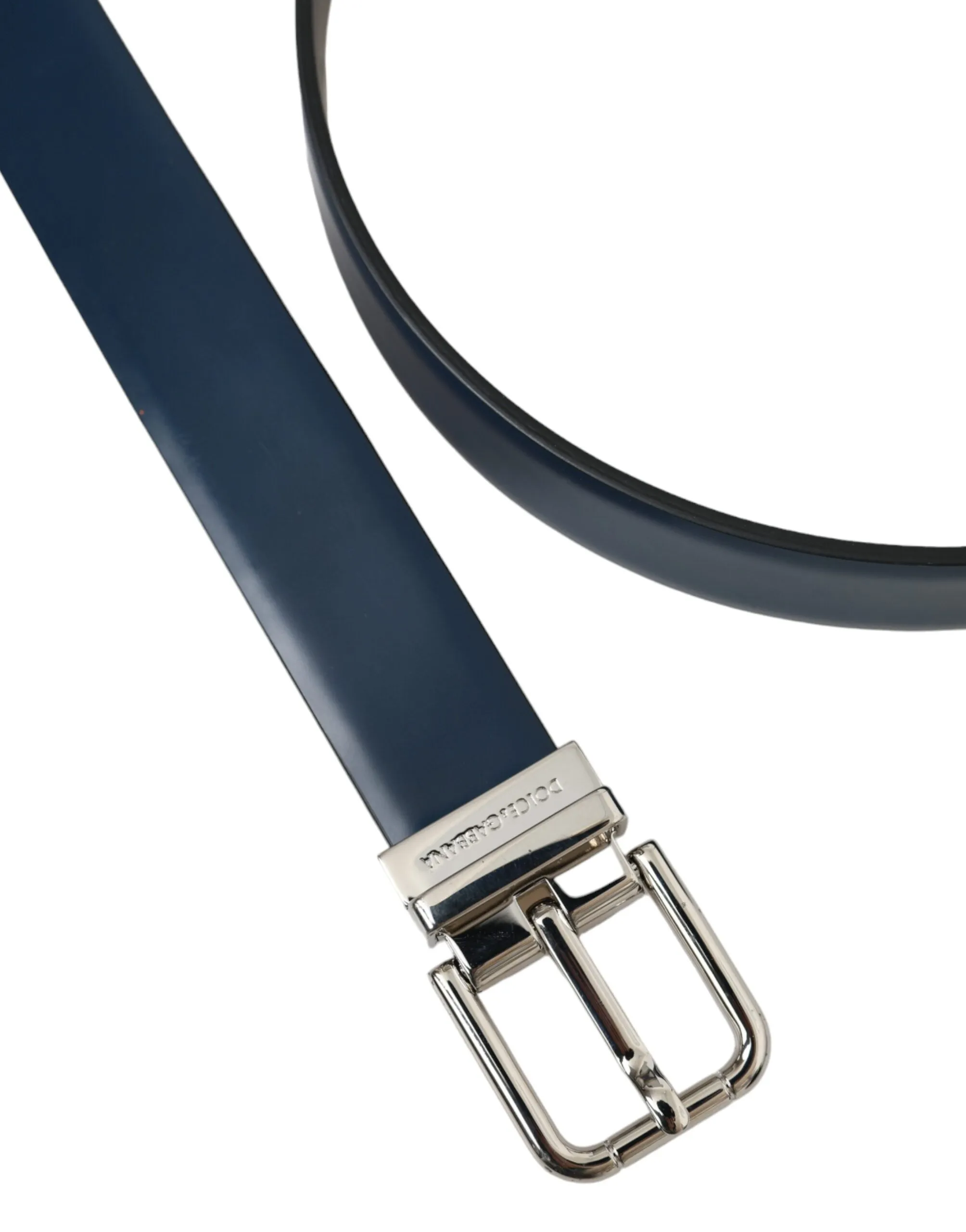 Blue Calf Leather Silver Metal Buckle Belt Men sold by Louxly product image thumbnail 5