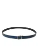 Blue Calf Leather Silver Metal Buckle Belt Men sold by Louxly