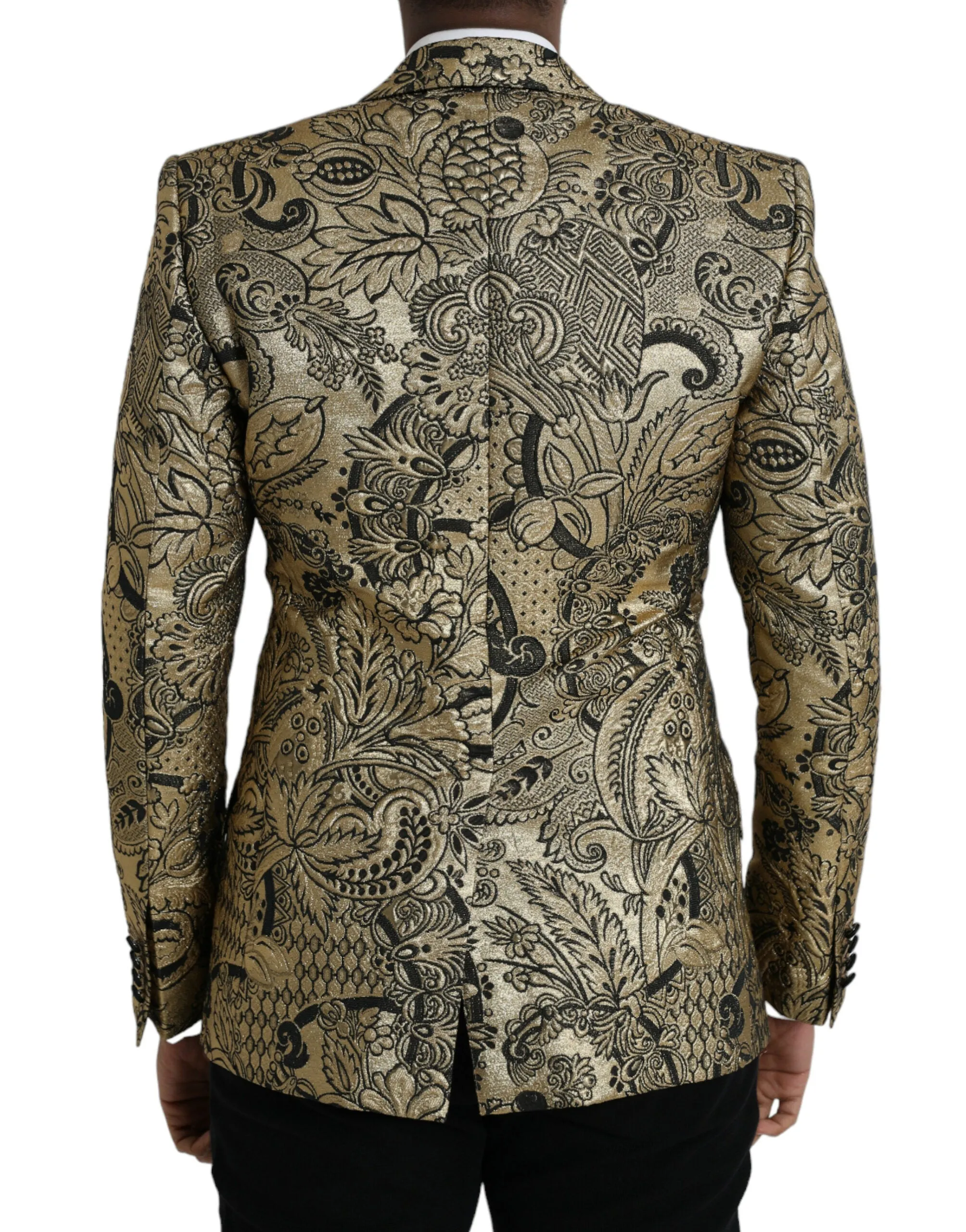 Gold SICILIA Jacquard Single Breasted Coat Blazer sold by Louxly product image thumbnail 3