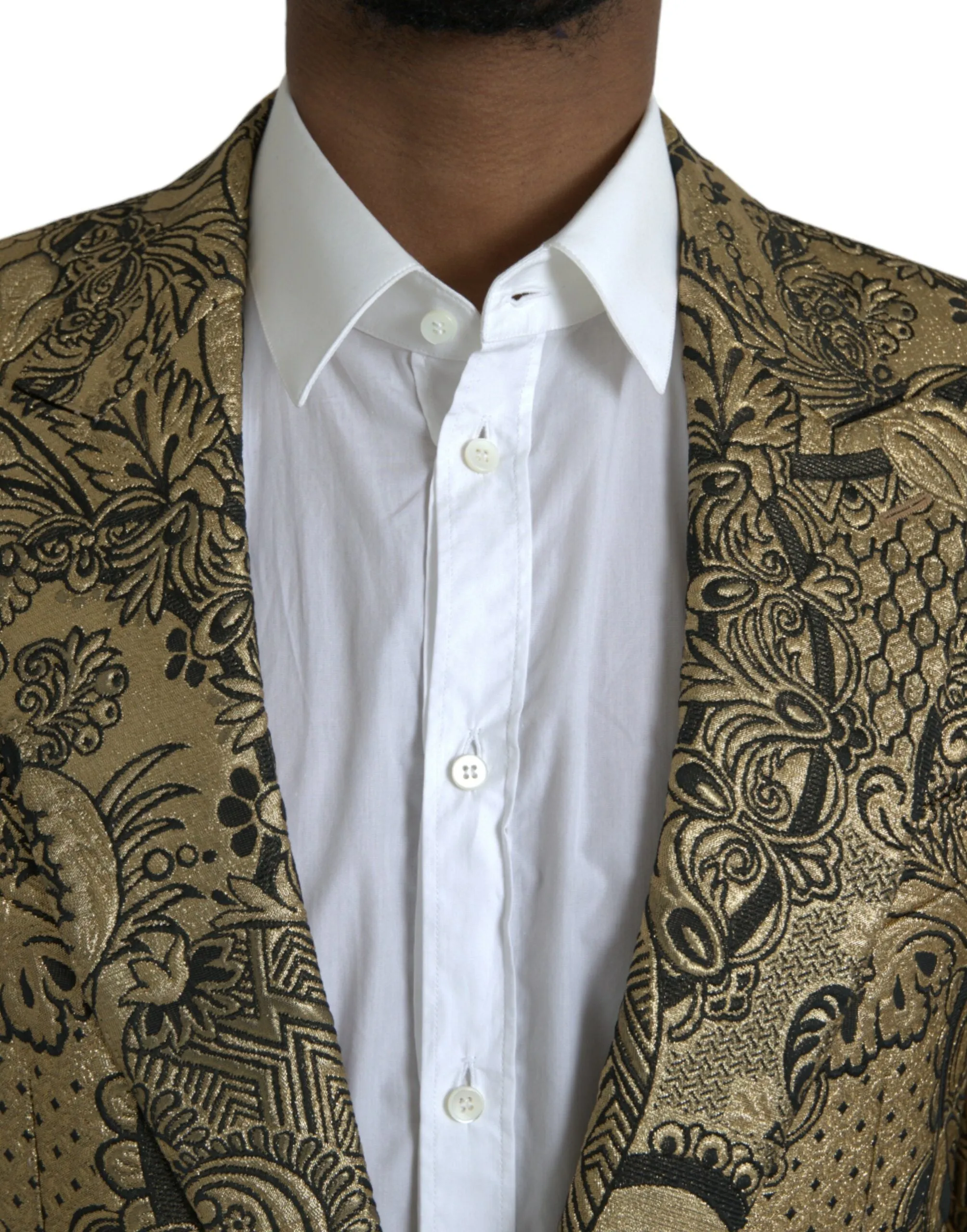 Gold SICILIA Jacquard Single Breasted Coat Blazer sold by Louxly product image thumbnail 4