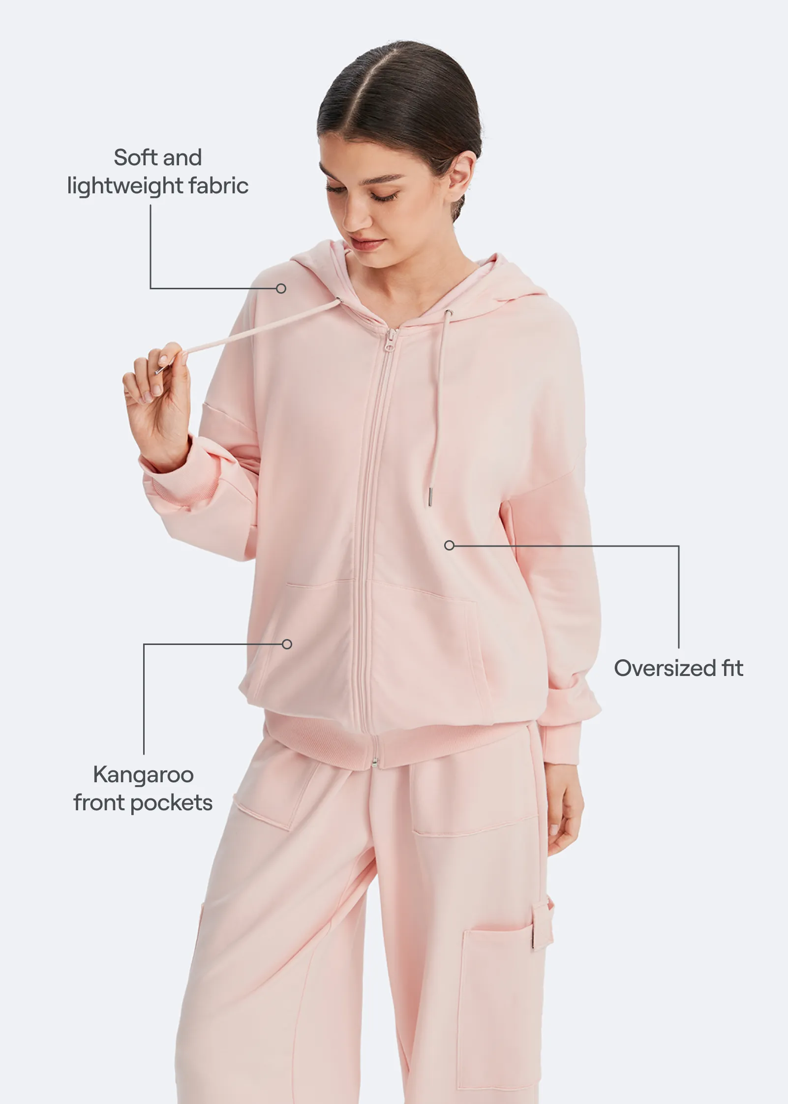 Zip Up Hoodie with Pockets sold by BetterMe product image thumbnail 3