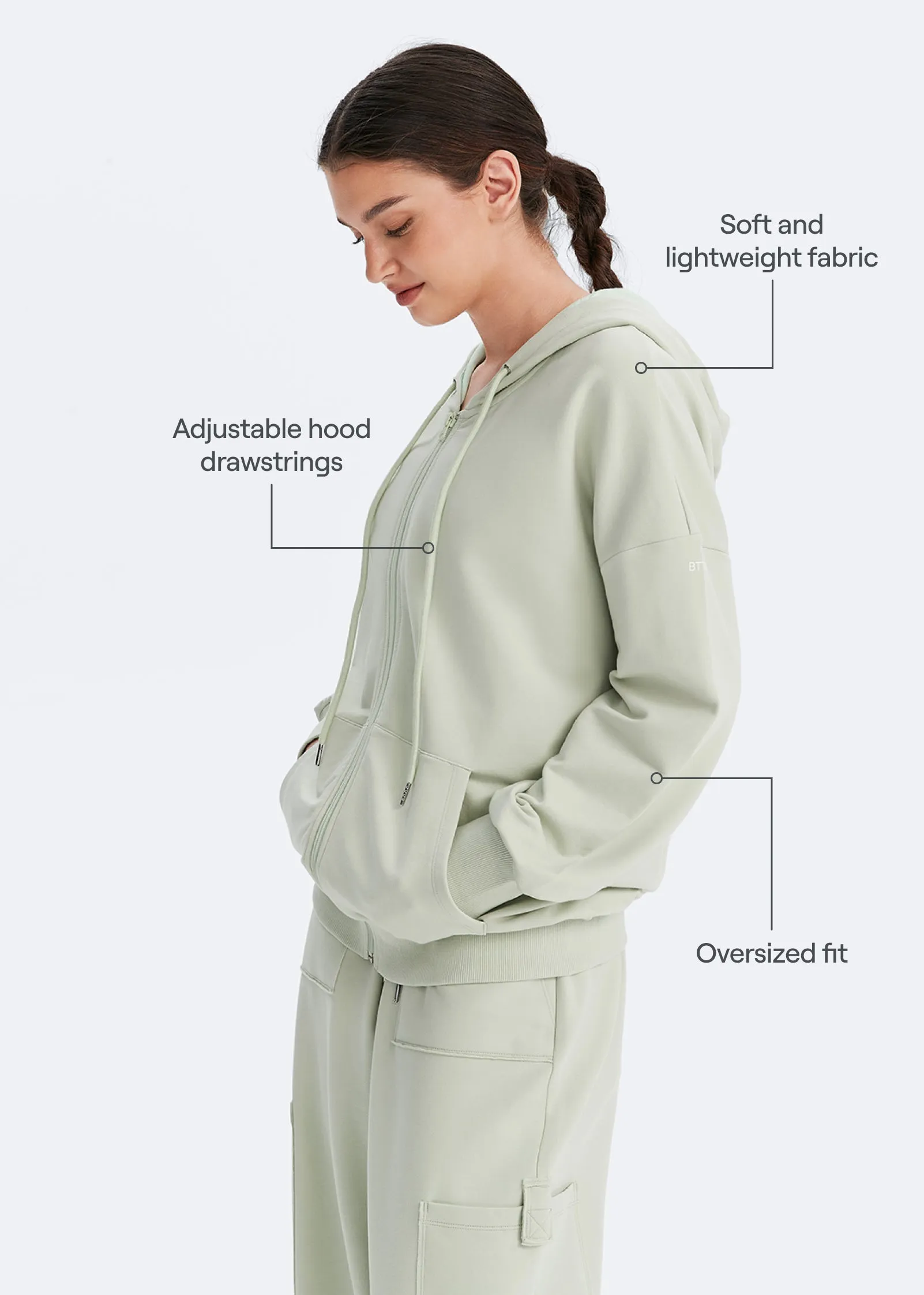 Zip Up Hoodie with Pockets sold by BetterMe product image thumbnail 3