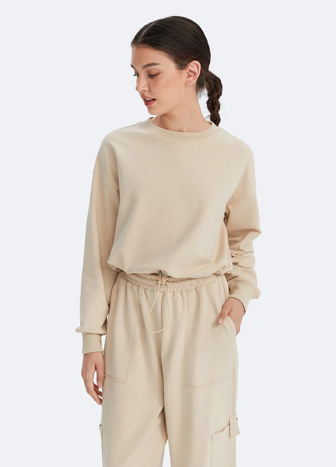 Cropped Sweatshirt with Drawstring sold by BetterMe product image thumbnail 4