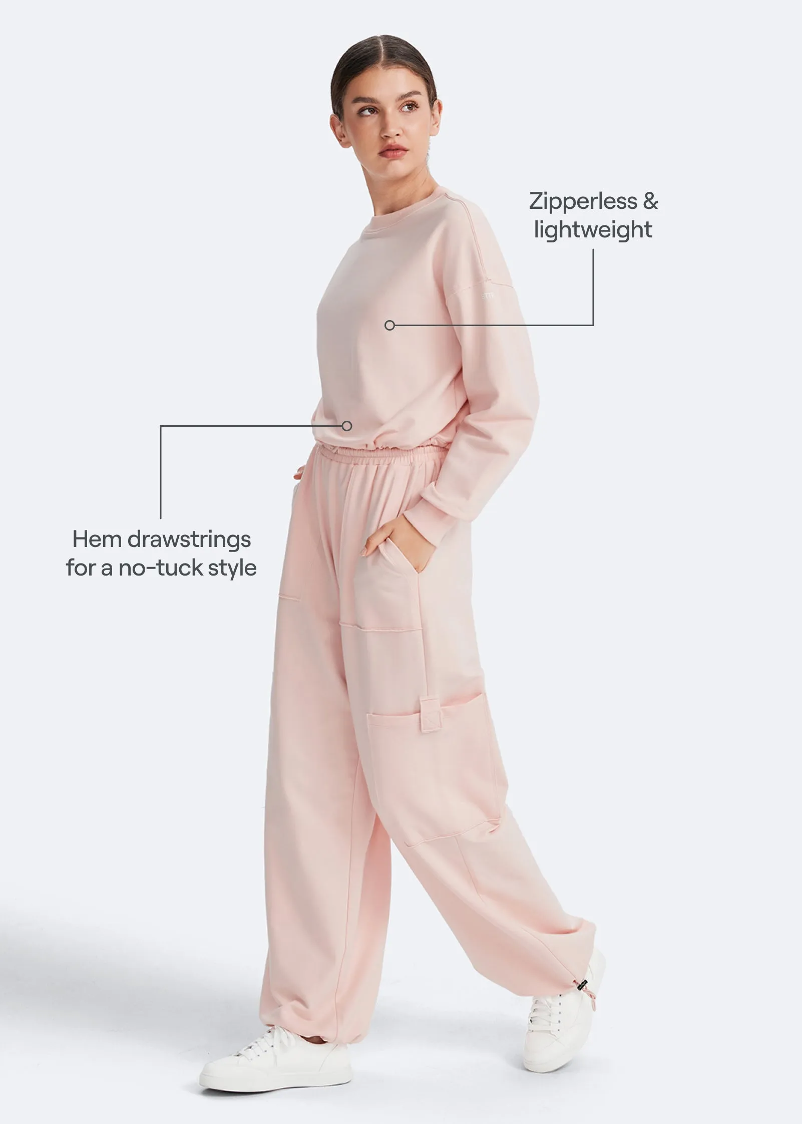 Cropped Sweatshirt with Drawstring sold by BetterMe product image thumbnail 3