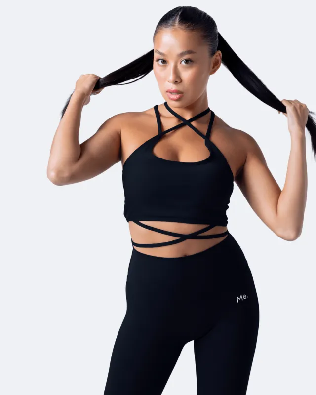 Jet Black Strappy Front Top sold by BetterMe